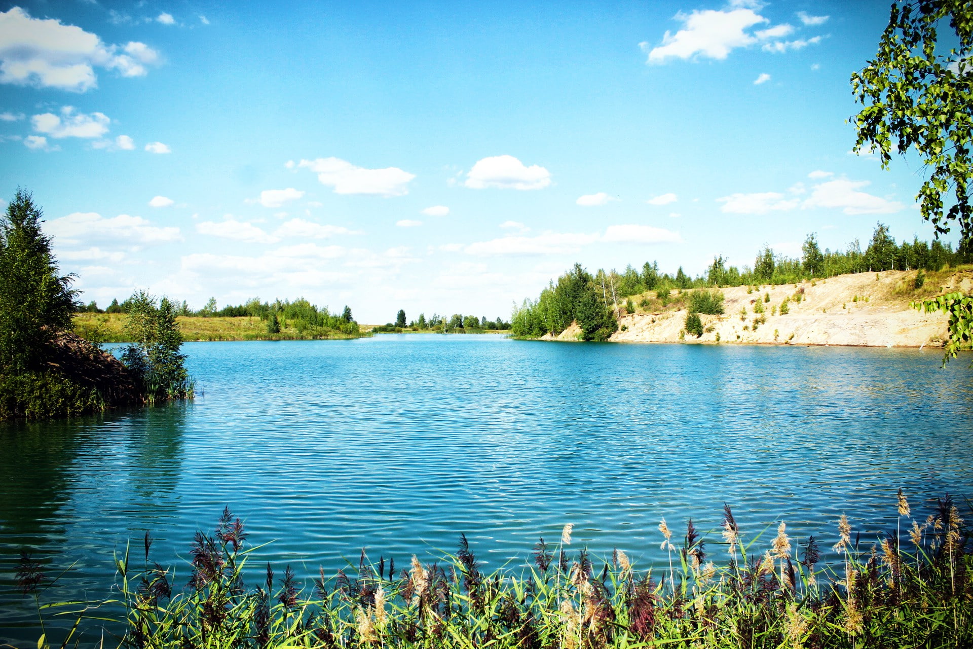nodal, s, Lake, 1080P, Kireevsk, Tula, Nature s, tress, blue, Nature, beauty, green, HD Wallpaper