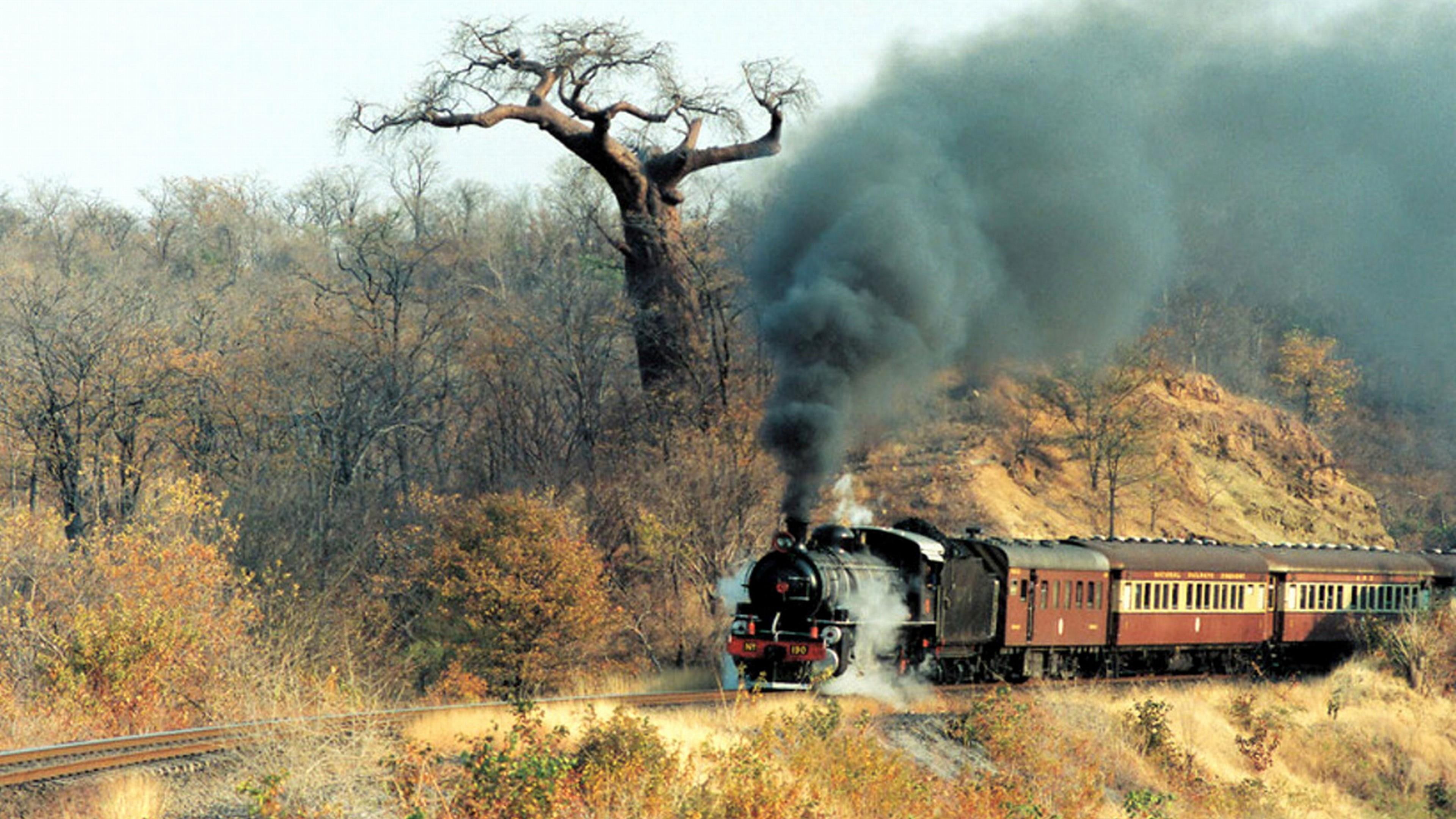 autumn, 4K, smoke, smog, disel, technics, train, HD Wallpaper