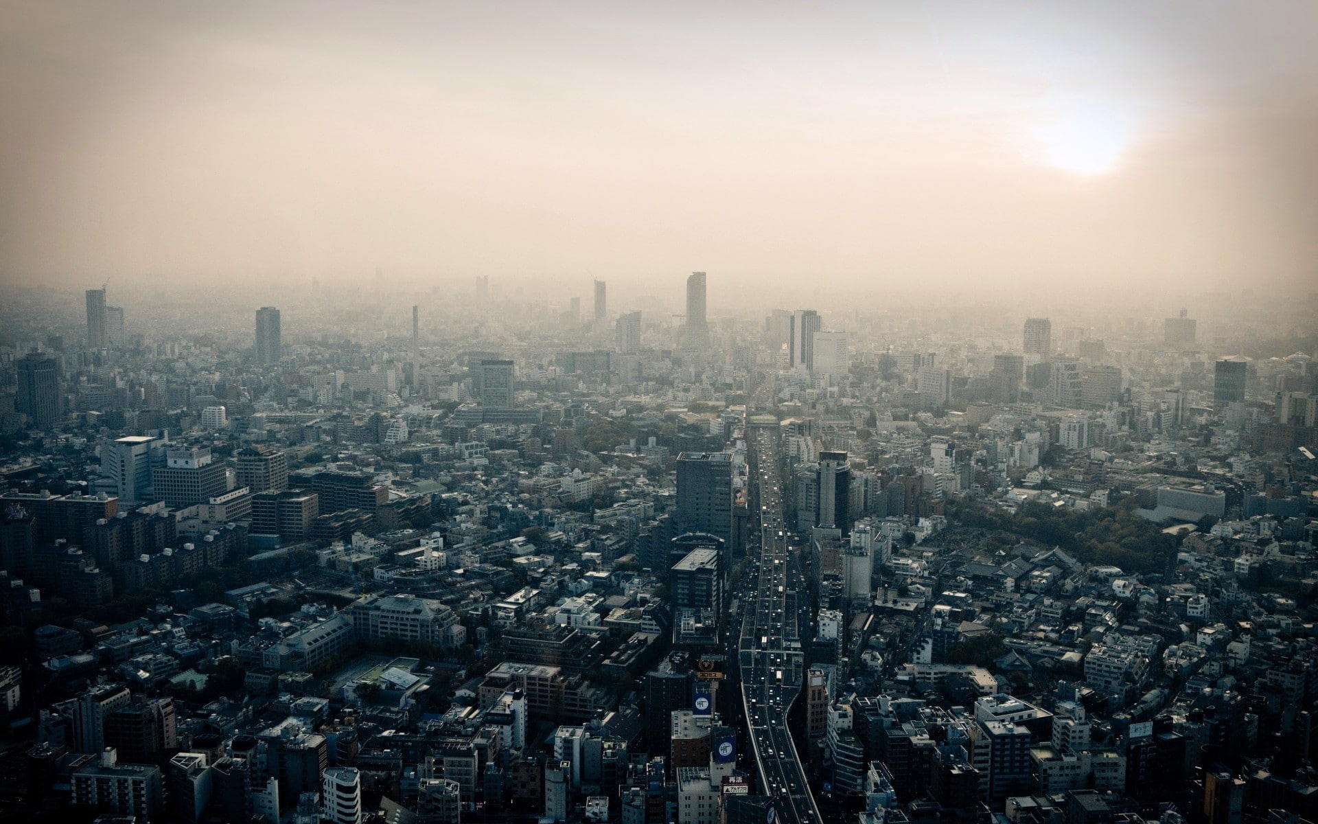 1080P, japan, top, cityscape, smog, view, tokyo, city, new, york, road, HD Wallpaper