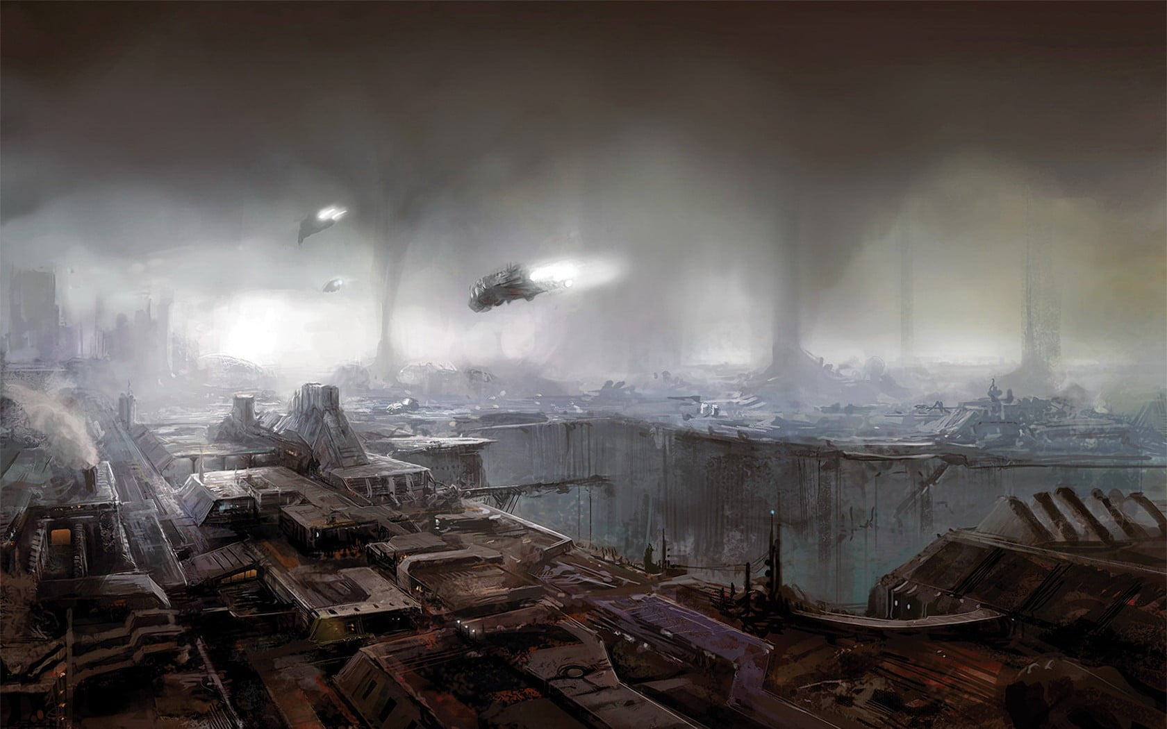 cityscape, building, pollution, game, building exterior, digital composite, architecture, environmental issues, industry, factory, day, smoke - physical structure, HD Wallpaper