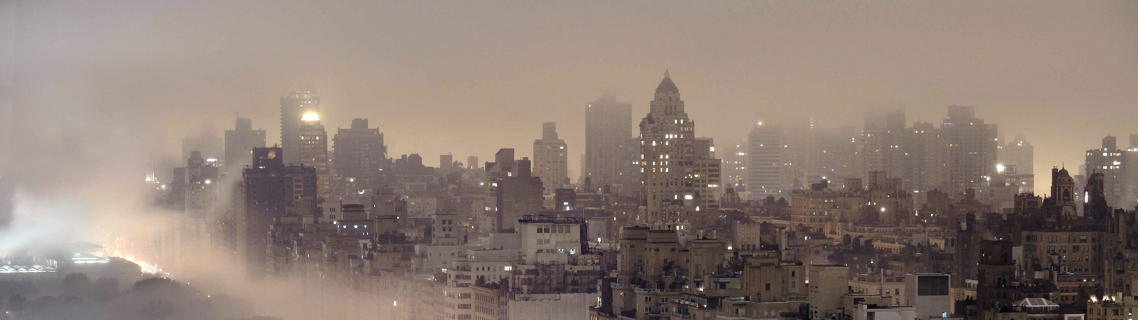 cityscape, urban skyline, fog, 4K, pollution, no people, architecture, built structure, multiple display, landscape, city, outdoors, building, tall - high, HD Wallpaper
