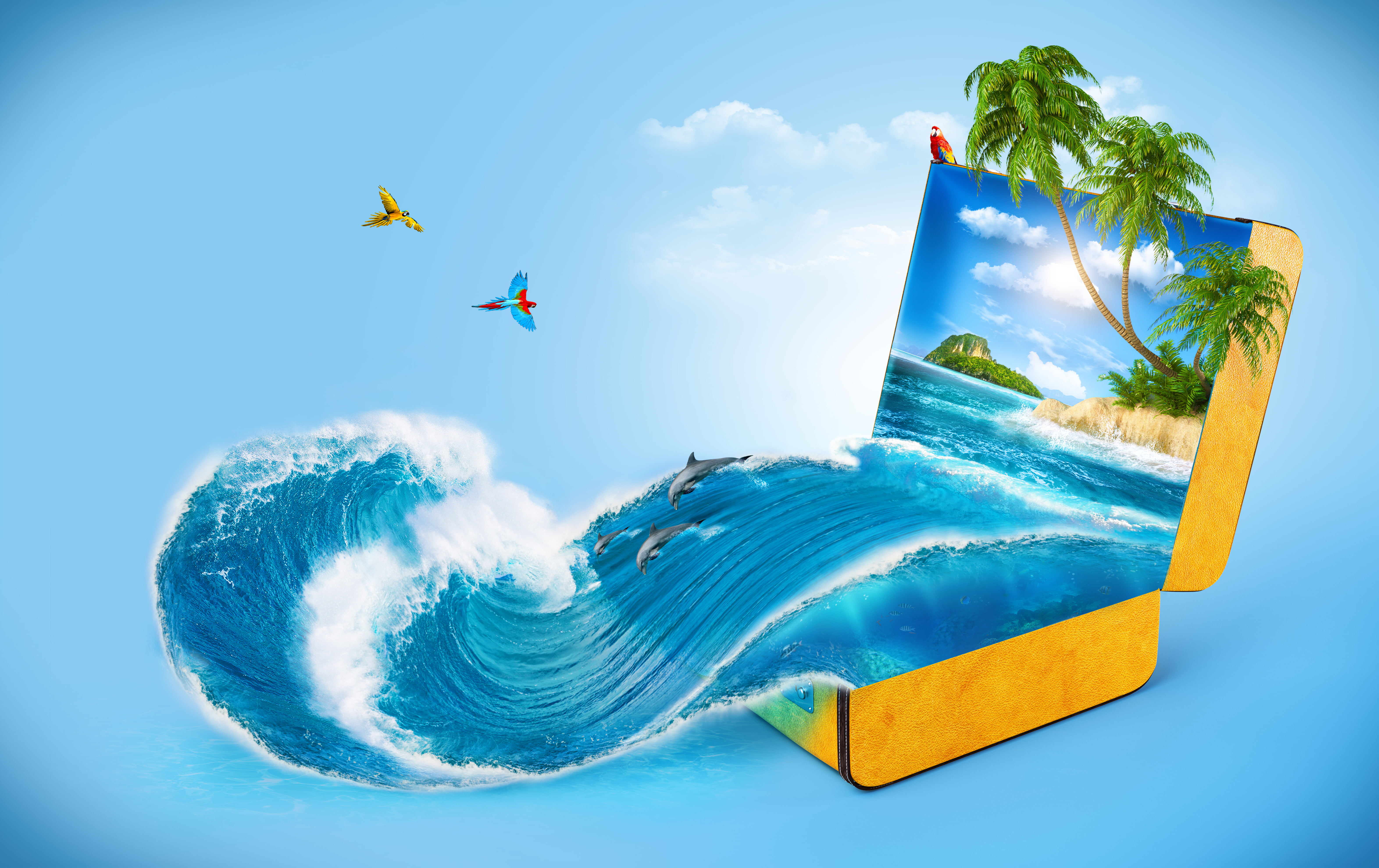 animal, sunlight, travel, 5K, travel Destinations, journey, water, coastline, freedom, ocean, beach, creativity, illustration, animal wildlife, creative, HD Wallpaper