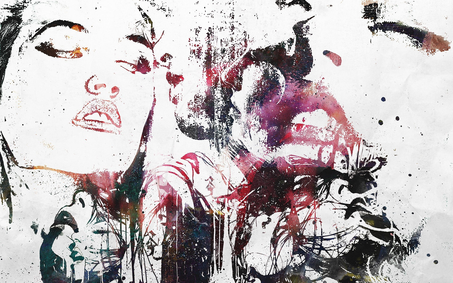 woman, girl, day, indoors, dirty, old, grunge, no people, love., illustration, painting, stained, painted Image, messy, portrait, full frame, face, blood, HD Wallpaper