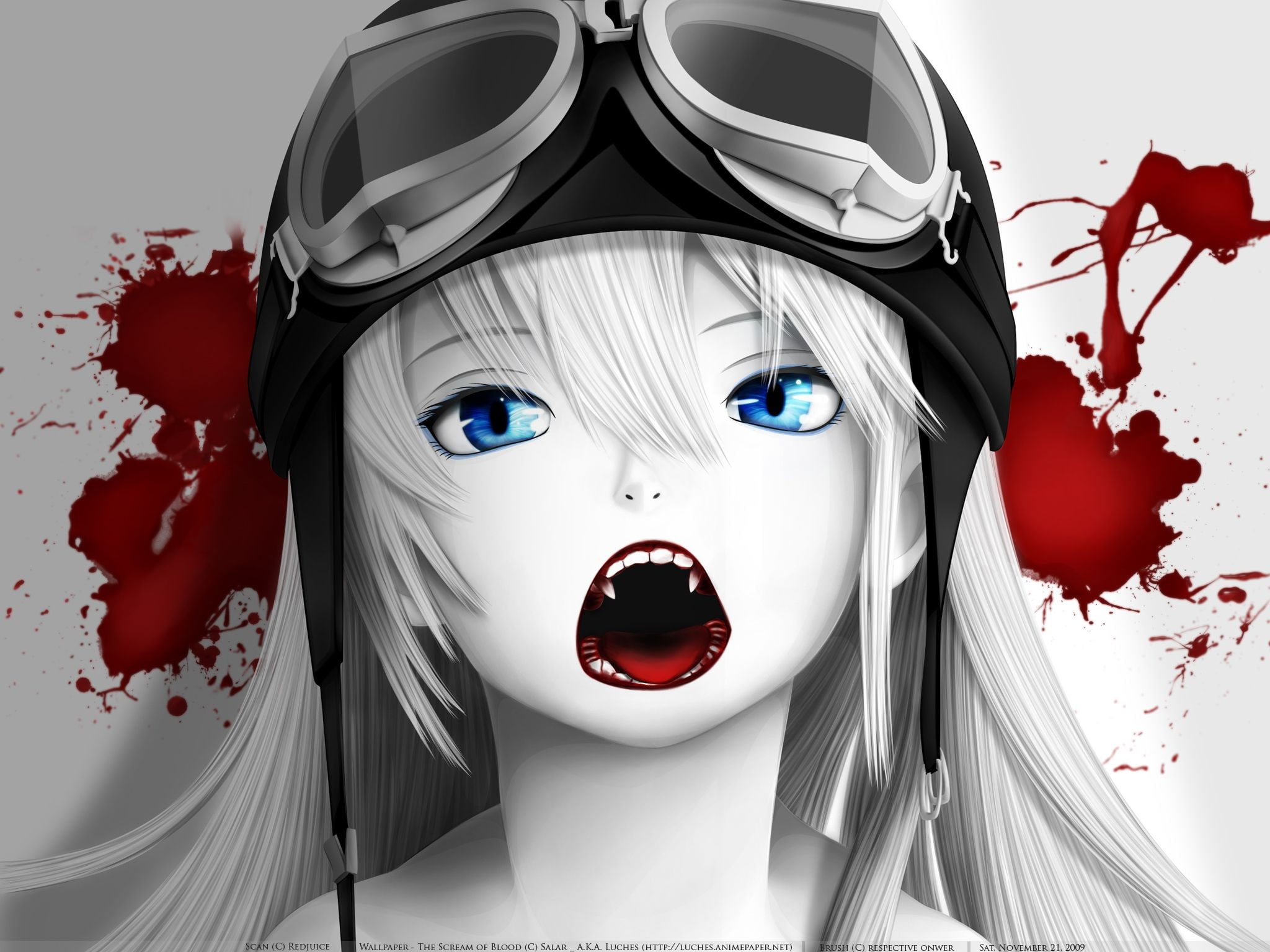 fear, people, celebration, studio shot, Monogatari Series, halloween, red, spooky, vampires, surprise, 1080P, horror, make-up, art and craft, looking at camera, HD Wallpaper