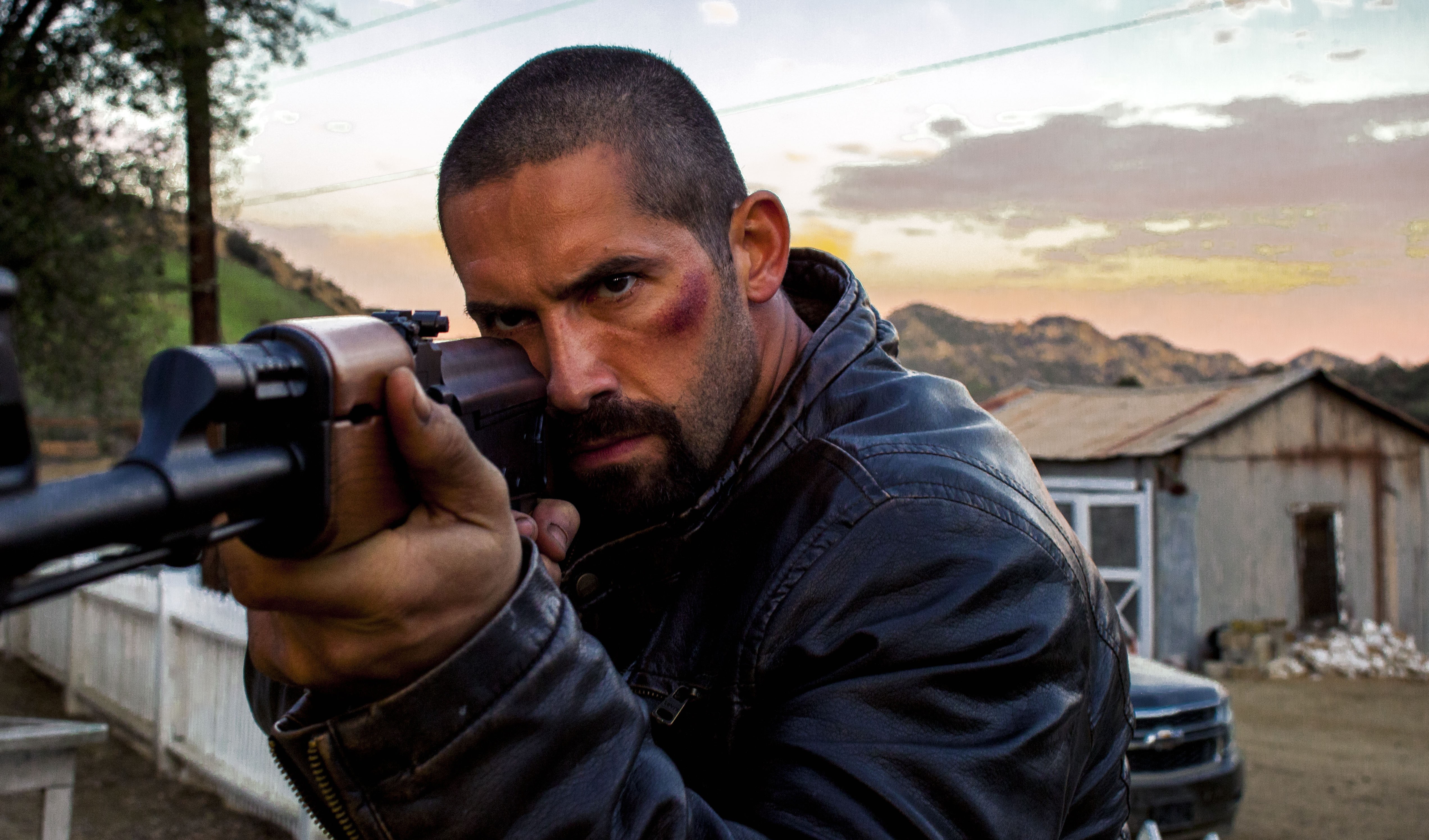 males, 4K, holding, mid adult, cinema, waist up, movie, technology, portrait, aiming, people, lifestyles, martial artist, AK 47, headshot, day, AK, only Men, HD Wallpaper