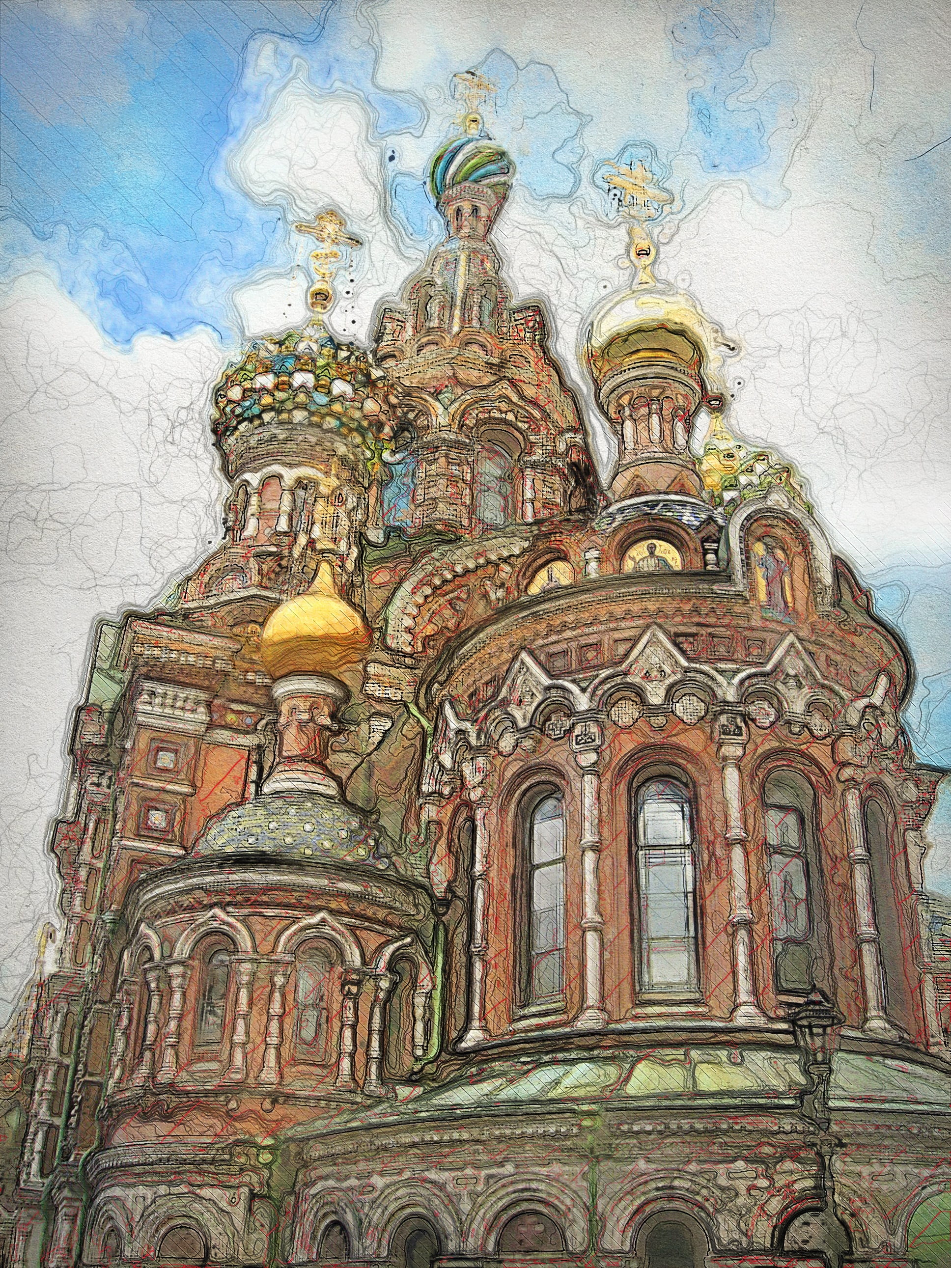 saint-petersburg, low angle view, tourism, 2K, no people, human representation, history, christ, peter, outdoors, painting, creativity, landmark, cathedral, Phone HD Wallpaper