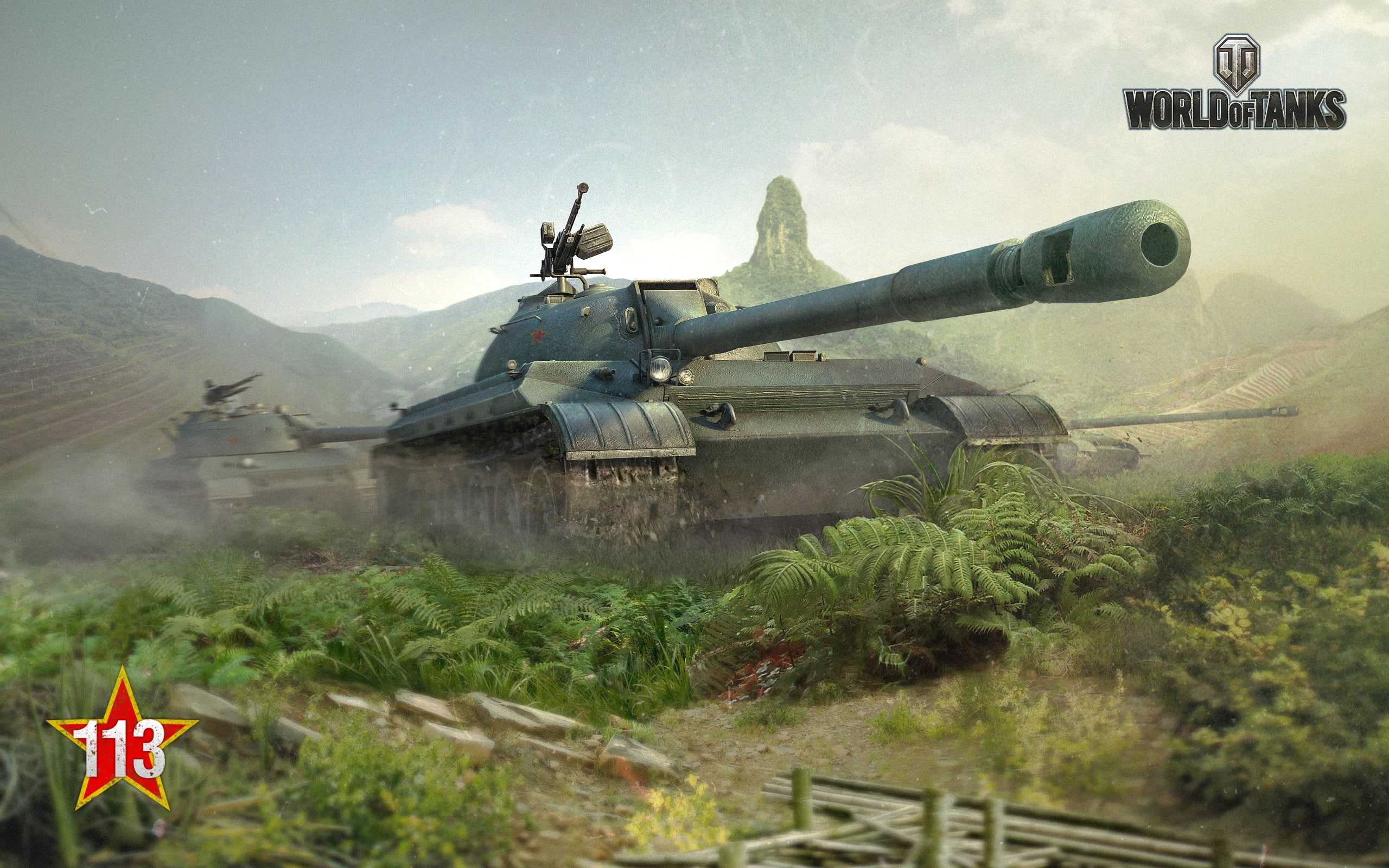 grass, military, no people, weapon, tank, mountain, plant, day, 113, Asia, nature, government, World of Tanks, ferns, video games, airplane, wargaming, HD Wallpaper