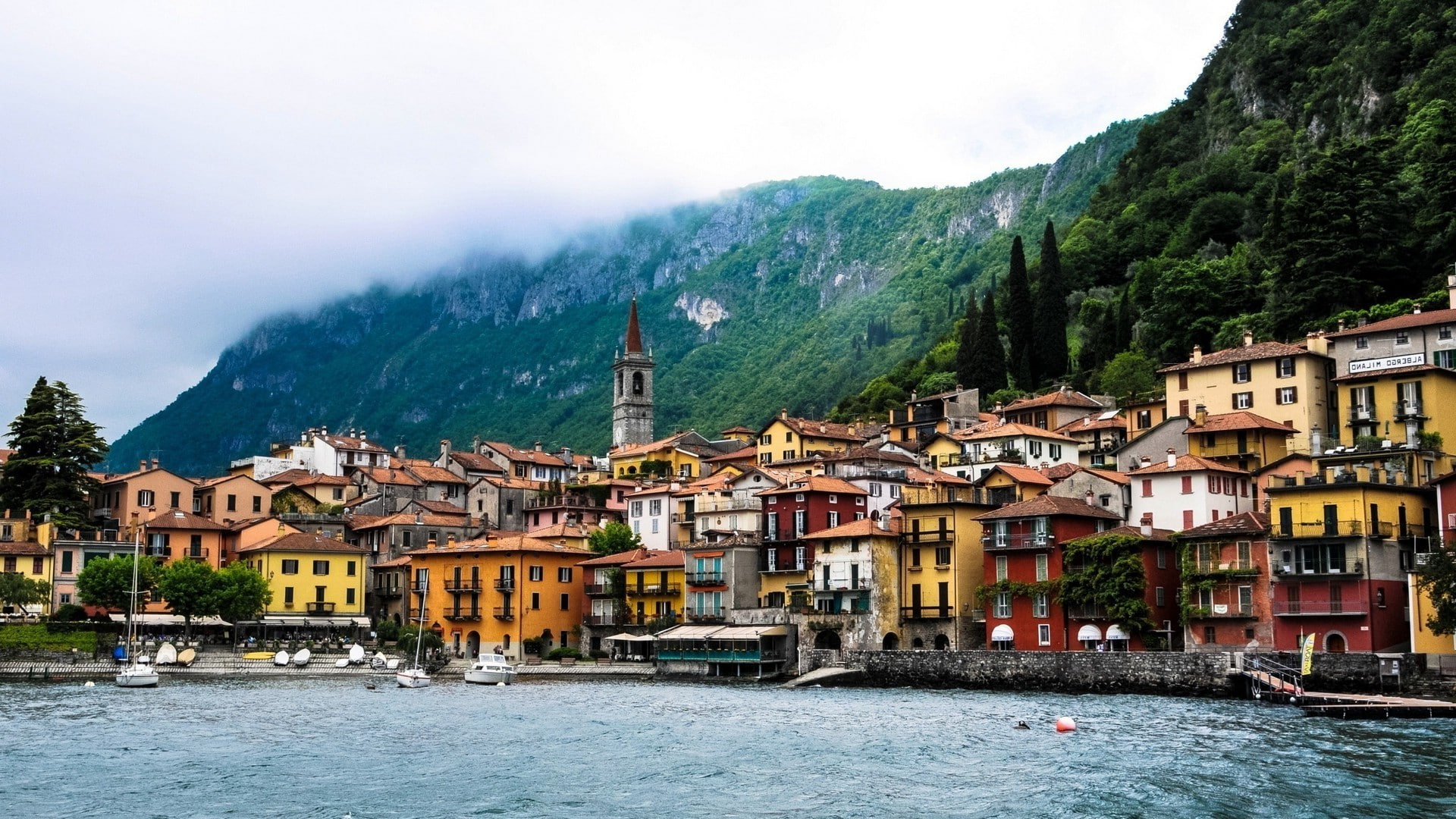 Cityscape, Italy, Lombardy, Lake Como, 1080P, building, city, HD Wallpaper