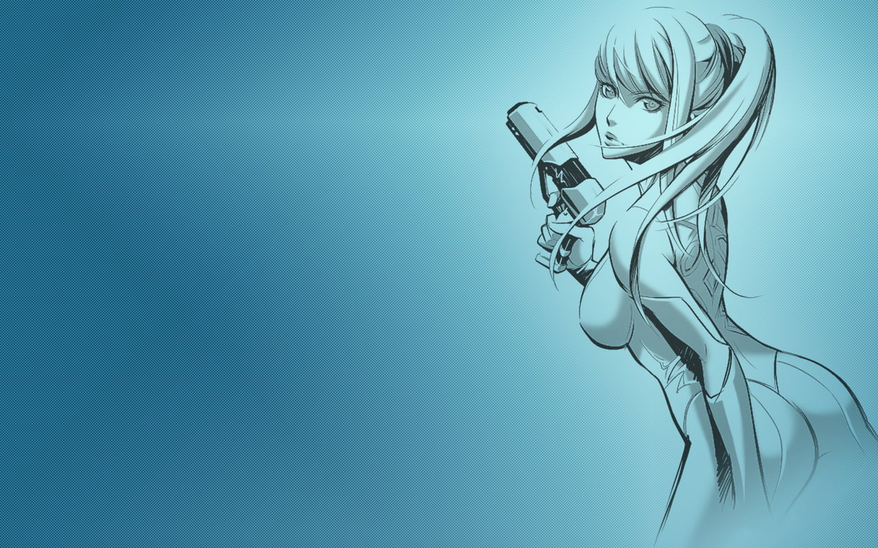 video games, hd, metroid, samus, nintendo, blue, 720P, HD Wallpaper