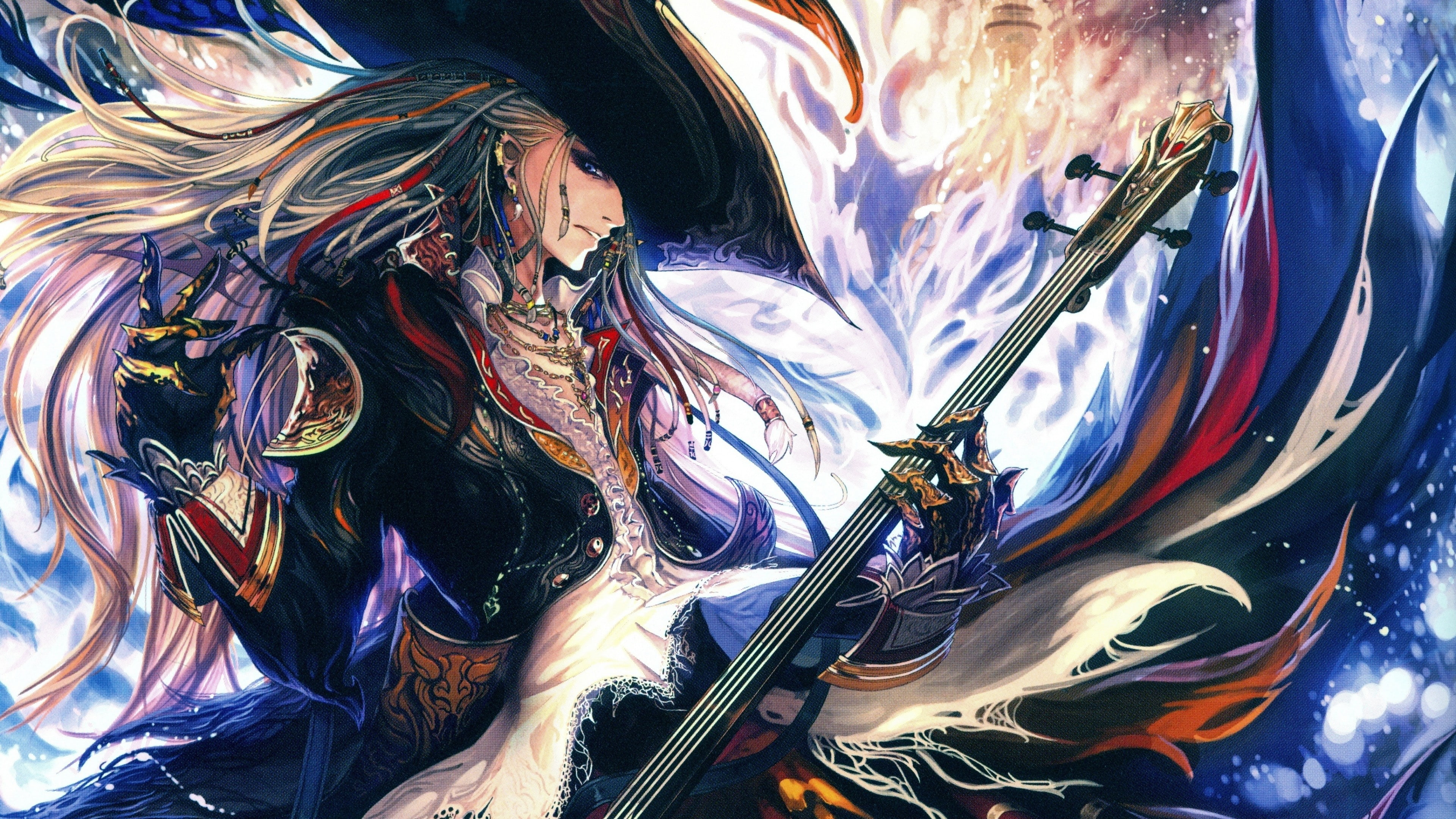 Tachikawa Mushimaro, 4K, Shingeki no Bahamut, guitar, HD Wallpaper