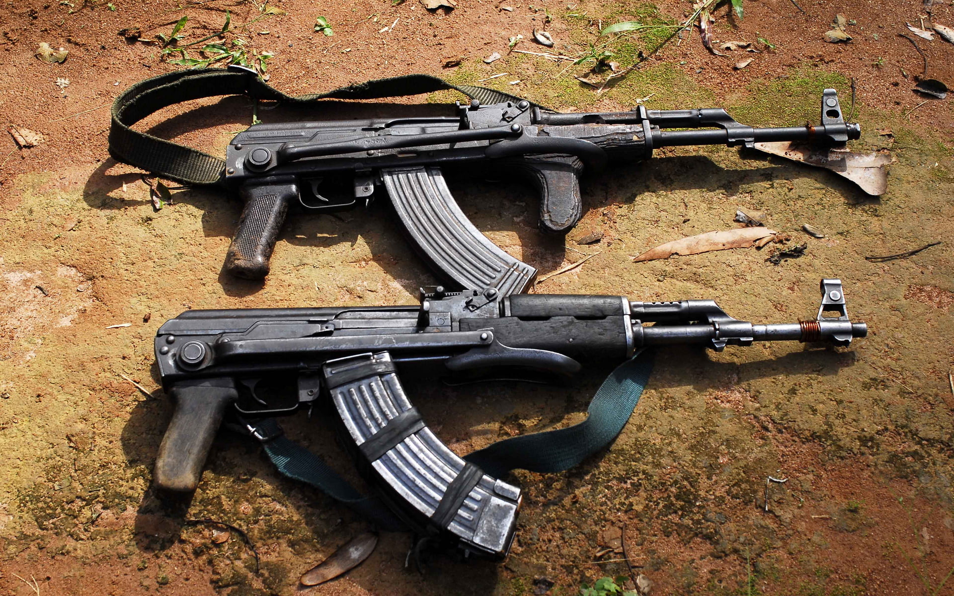 War and Army, army, machinery, black, safety, communication, ak, metal, no people, protection, rifles, gun, sign, war, wall - building feature, aggression, HD Wallpaper