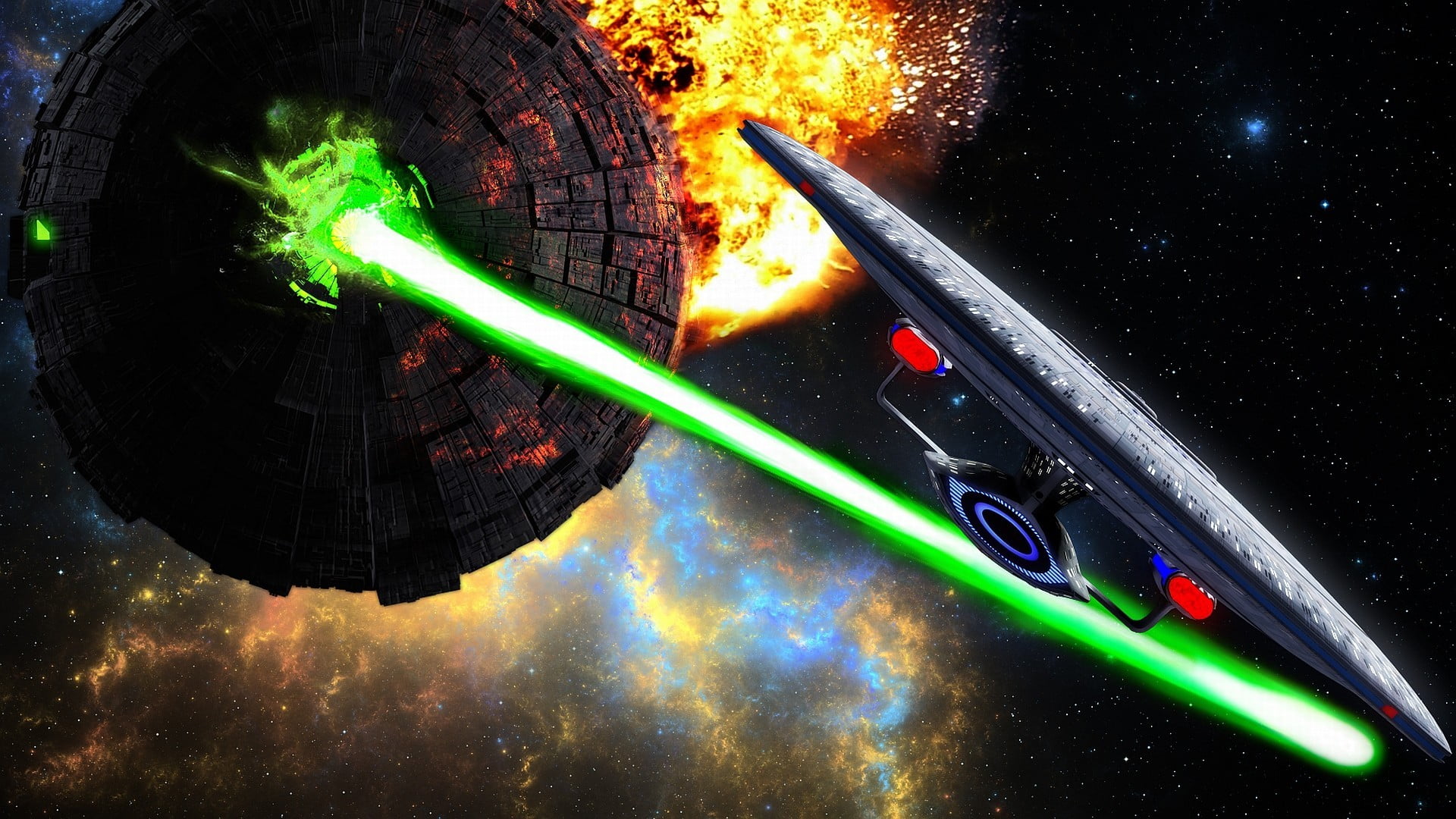 technology, multi colored, artwork, high angle view, Star Trek, burning, green color, nature, indoors, connection, death, star, black color, no people, HD Wallpaper