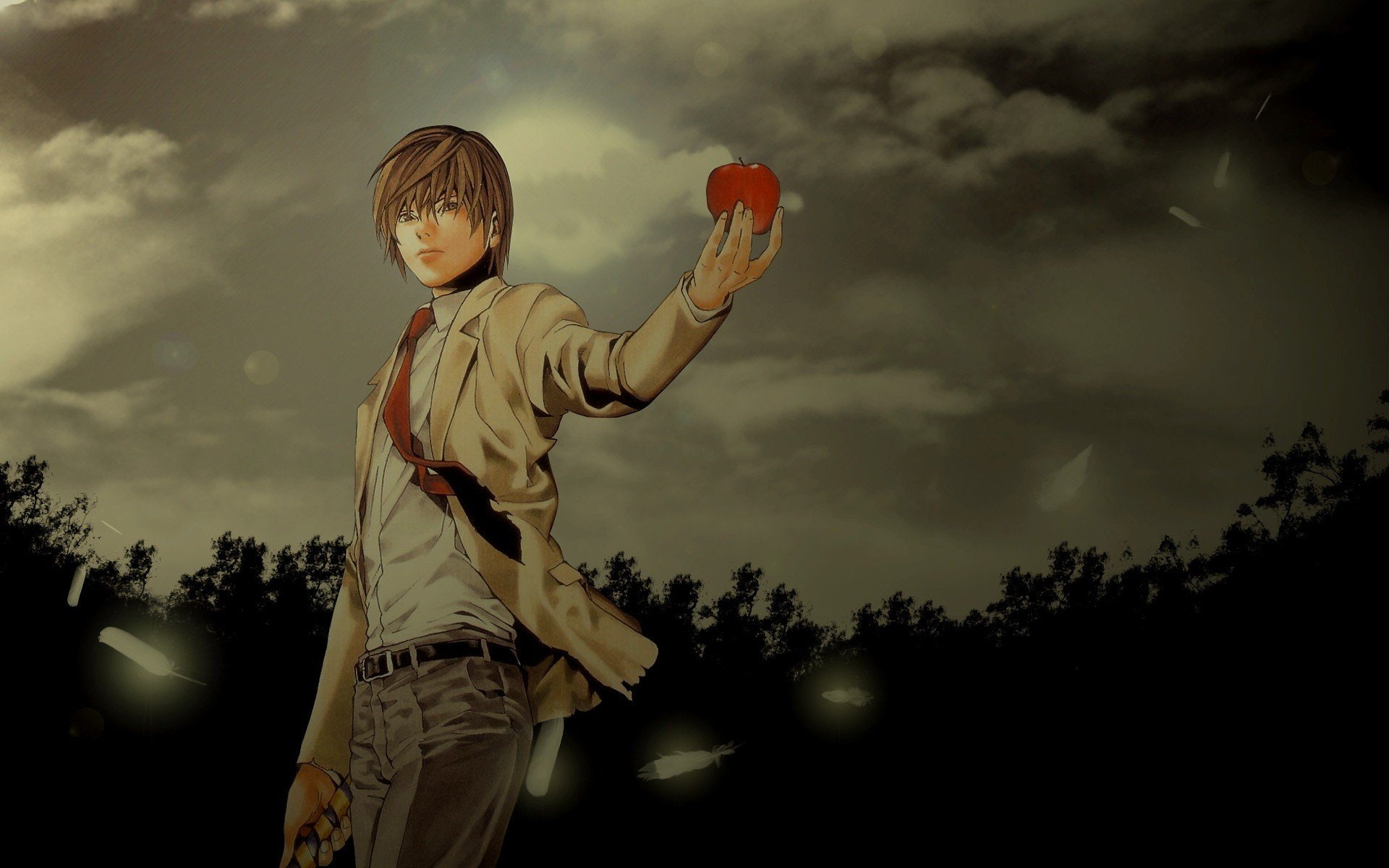 boys, yagami, death, note, standing, anime, 1080P, nature, light, brunettes, eyes, brown, HD Wallpaper