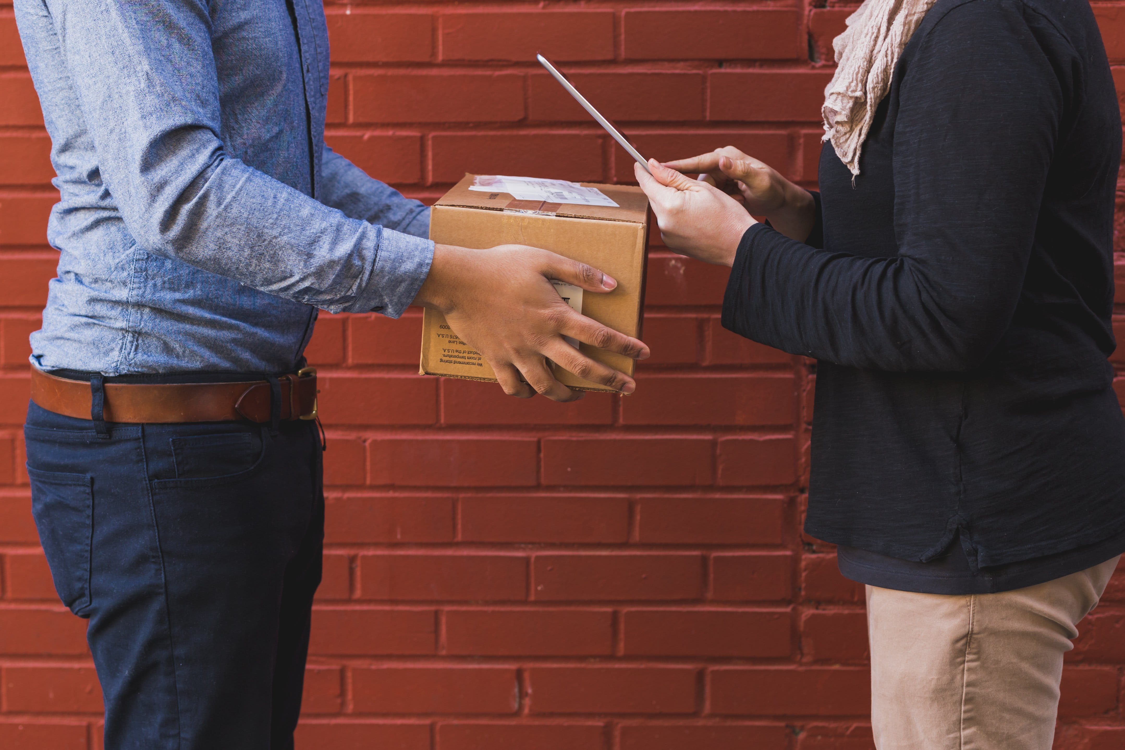 brick wall, side view, jeans, people, Shipping, adult, Business, midsection, day, receiving, women, Box, wall - building feature, brick, photo, men, standing, HD Wallpaper