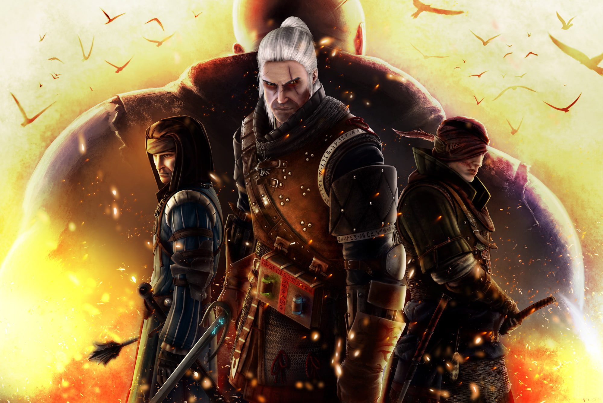 Iorweth, Geralt of Rivia, Scoiatael, King layer, Letho, The White Wolf, sword, 1080P, CD Projekt RED, Blue Stripes, The Witcher 2: Assassins of Kings, HD Wallpaper