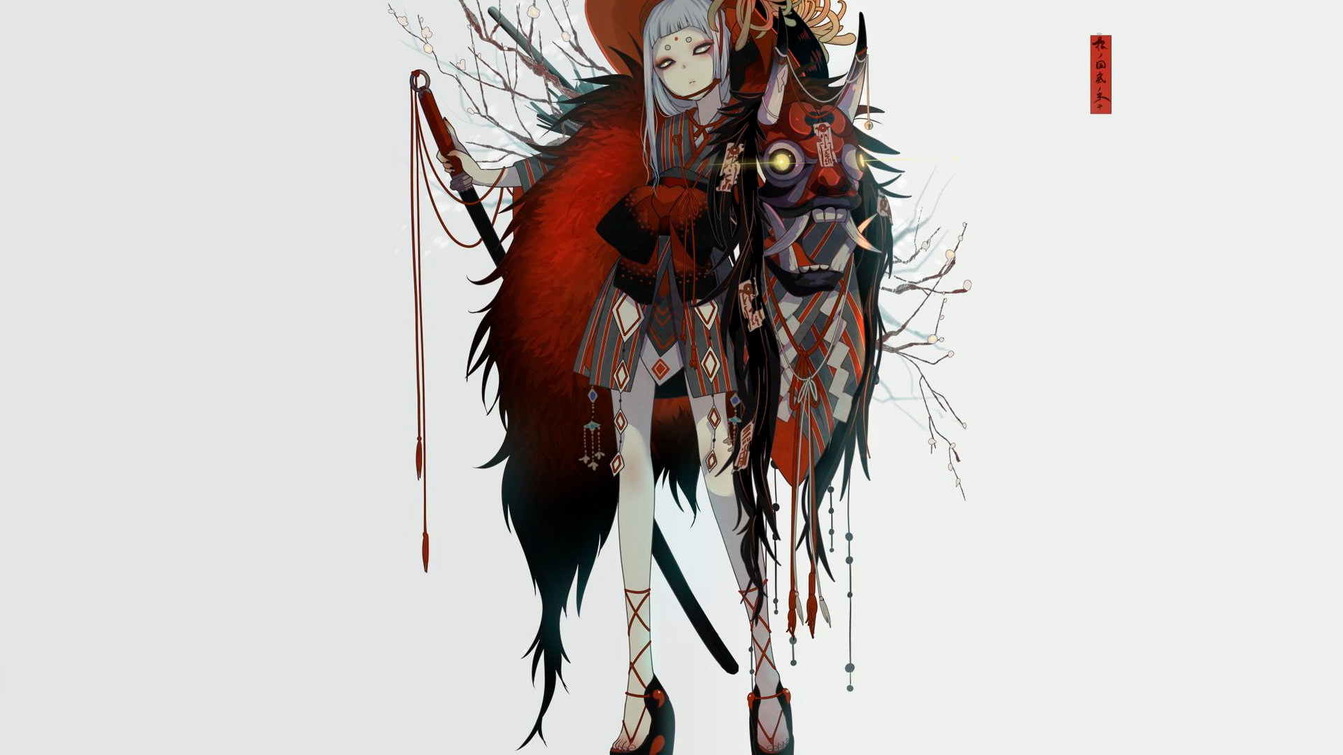 anime, 1080P, oni girl, HD Wallpaper