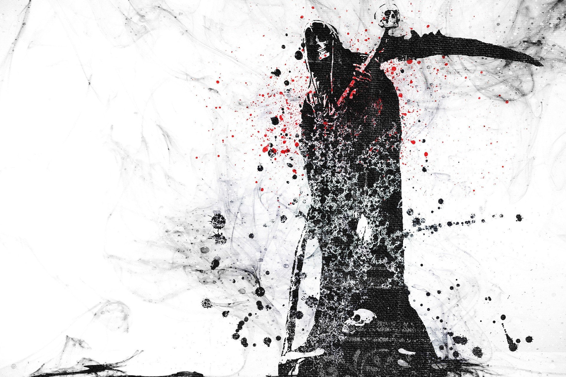 grim reaper, 1080P, ink wash paintings, death, HD Wallpaper