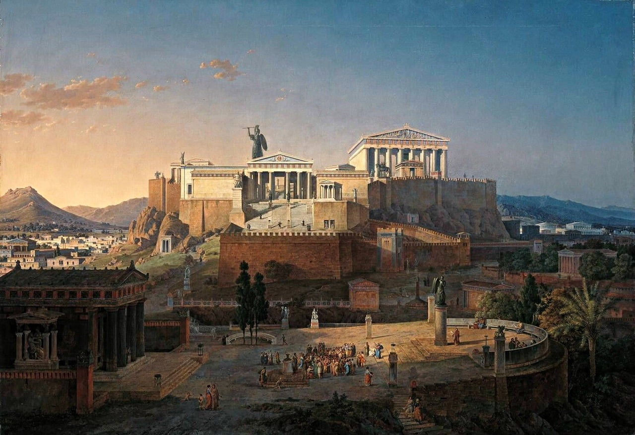 Ancient Greek sculpture, metropolis, painting, 720P, HD Wallpaper