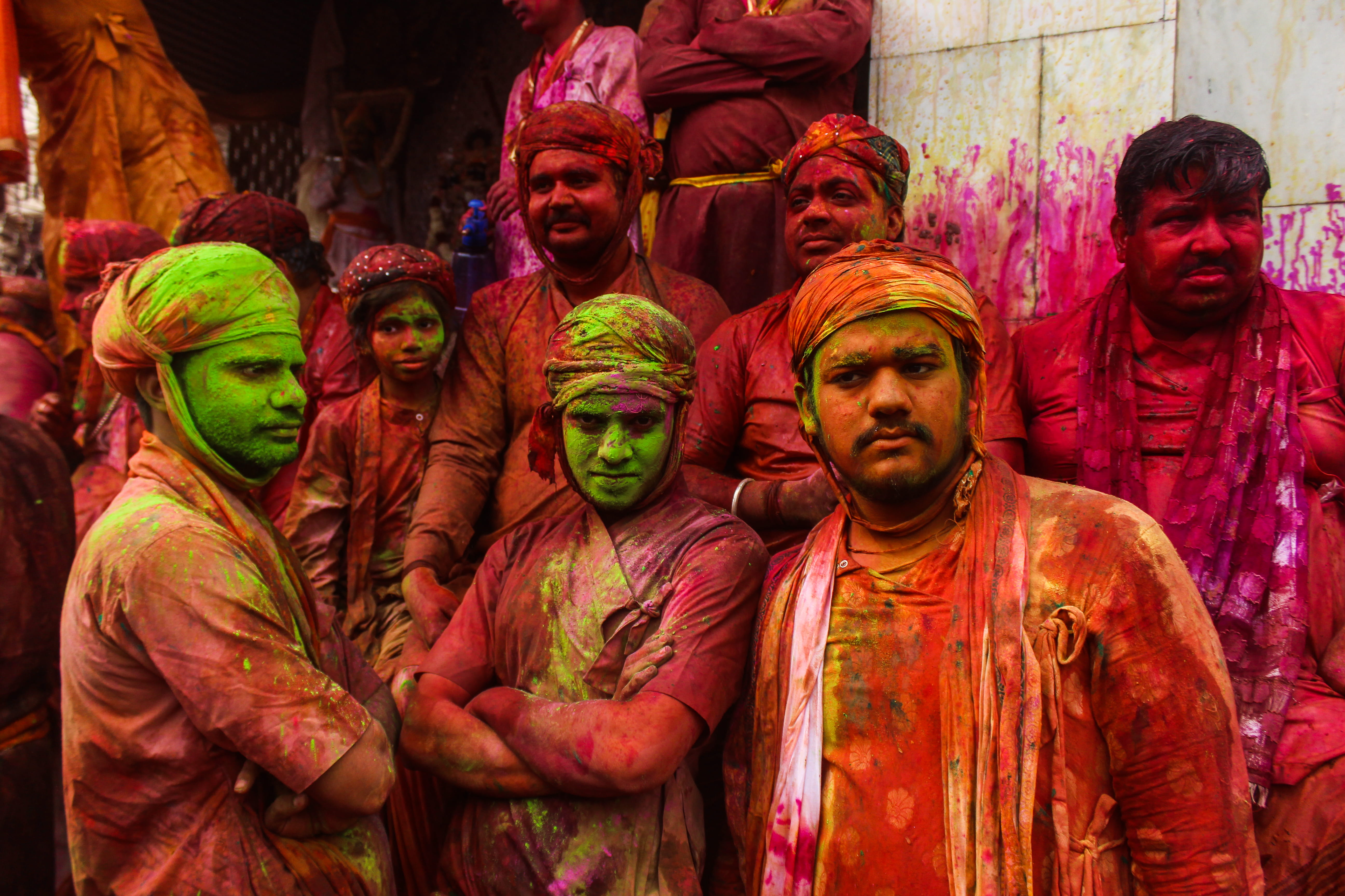 person, art and craft, young men, market, holi, splattered, apparel, color, statue, bazaar, 5K, traditional clothing, multi colored, accessories, s, brick, HD Wallpaper