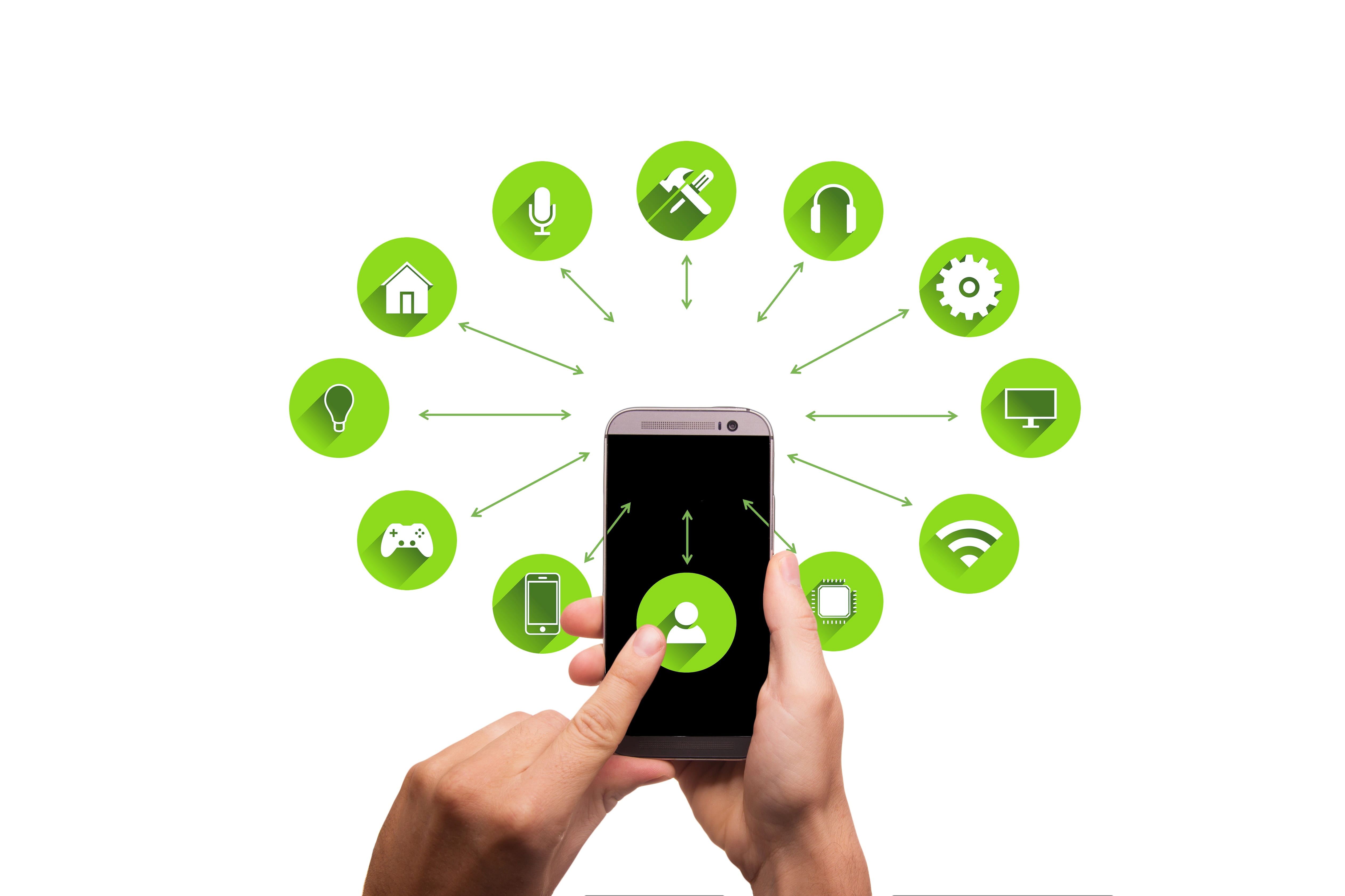 house, smart home, equipment, house technology, monitoring, programming interface, white background, finger, smartphone, communication, creativity, human body part, HD Wallpaper