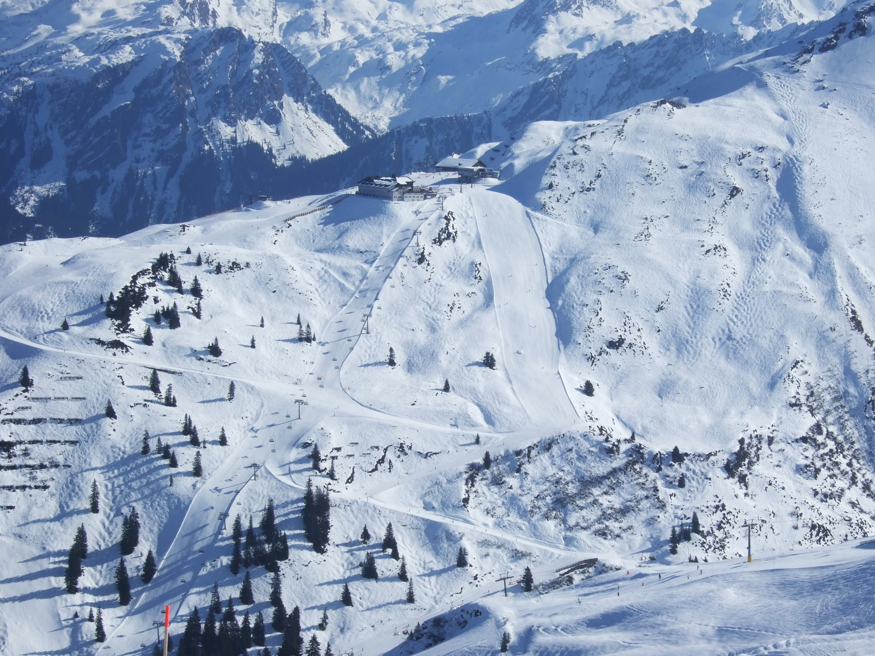 sunny, frozen, high angle view, winter sports, mountains, no people, snowy, ski, tranquility, mountain, snow, wintry, slopes, silvretta, montafon, drive, HD Wallpaper