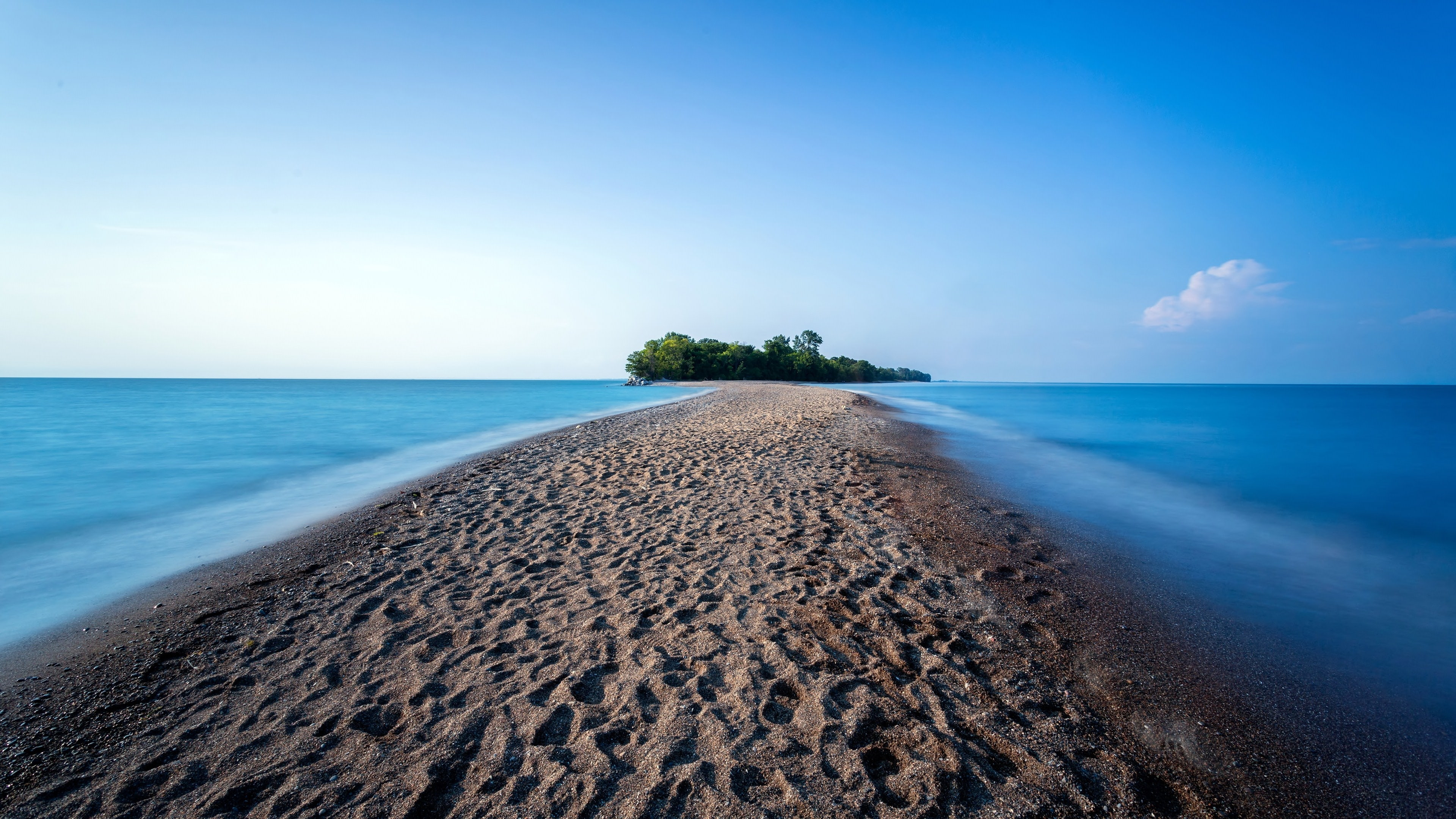 isle, leamington, shore, lake erie, ontario, canada, blue sky, horizon, calm, beach, cloud, point pelee beach, essex, pebble beach, peninsula, point pelee, HD Wallpaper