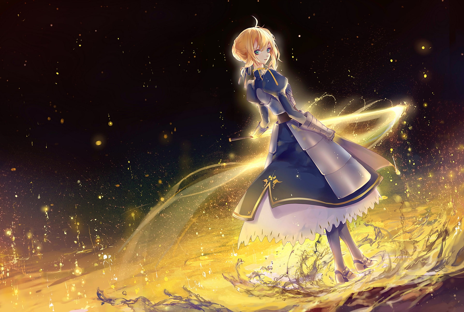 illuminated, human representation, arts culture and entertainment, fate series, 1080P, no people, long exposure, astronomy, blonde, nature, representation, HD Wallpaper