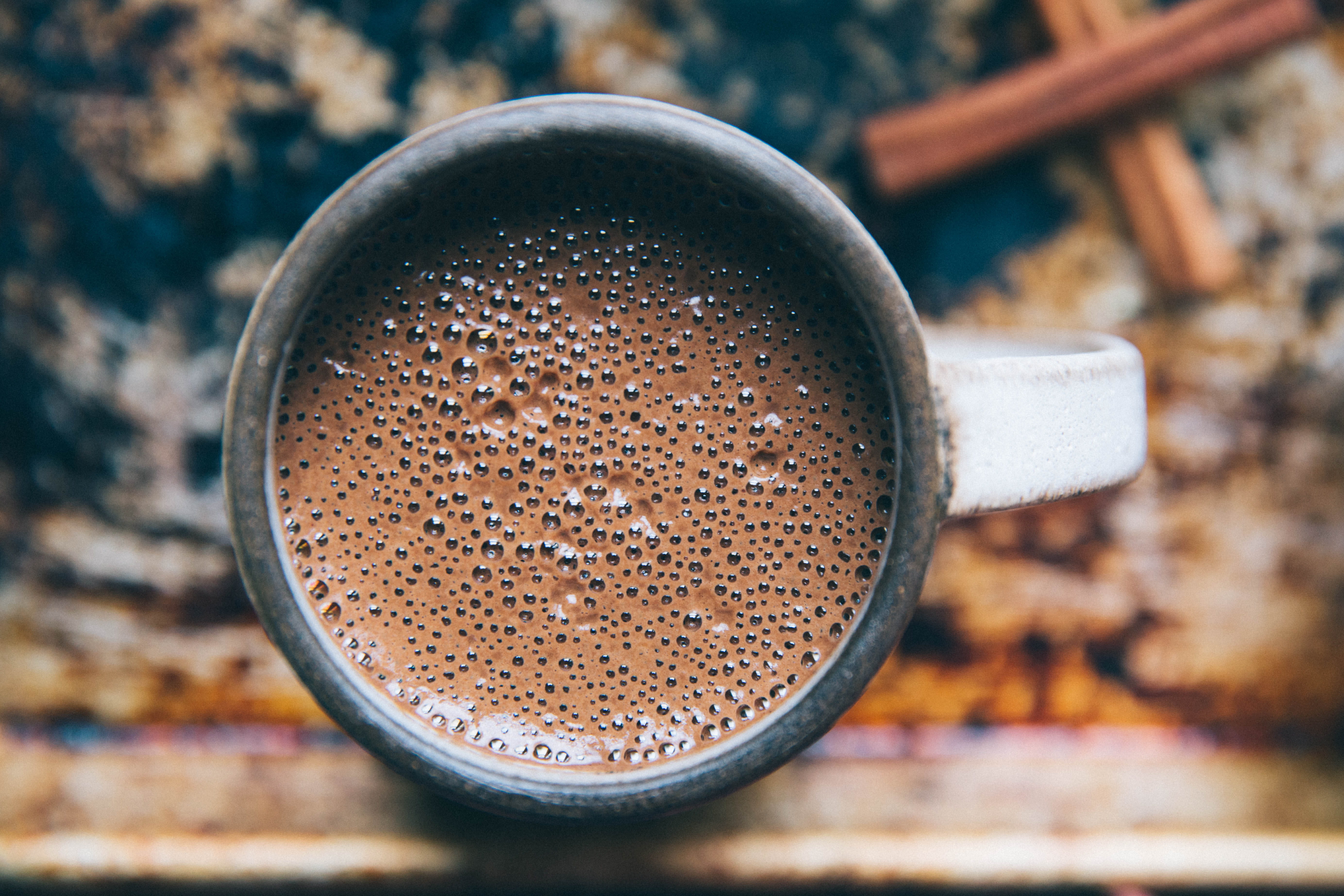 handle, wood - Material, cafe, food and drink, directly above, table, no people, from above, cup, freshness, bubble, 5K, indoors, photography, refreshment, HD Wallpaper