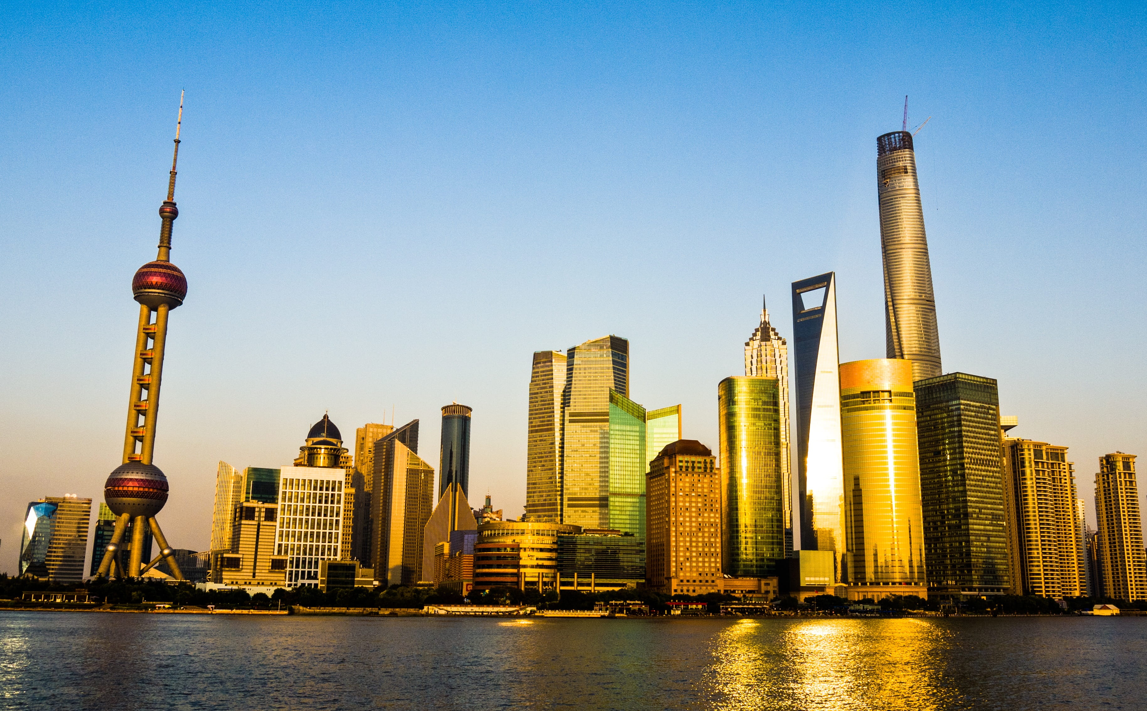 china, travel destinations, urban skyline, bund, sunset, pudong, financial district, cityscape, outdoors, skyscraper, office building exterior, tall - high, HD Wallpaper