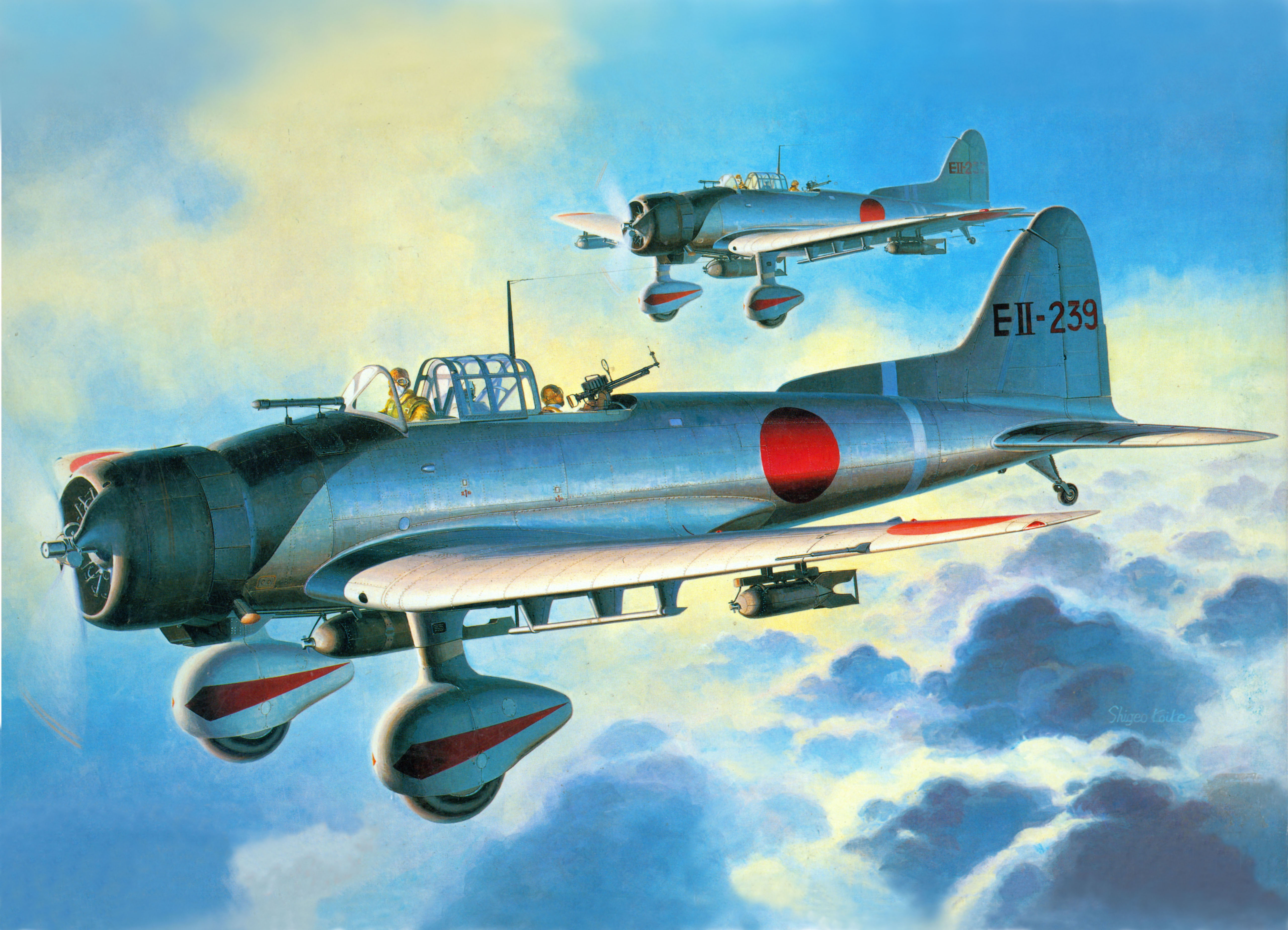 7 Sep 1941, the sky, art, D3-A1 Val, the RAID on pearl Harbor, single-engine, monoplanes, cantilever, deck, 5K, figure, metal, bombers, dive, HD Wallpaper