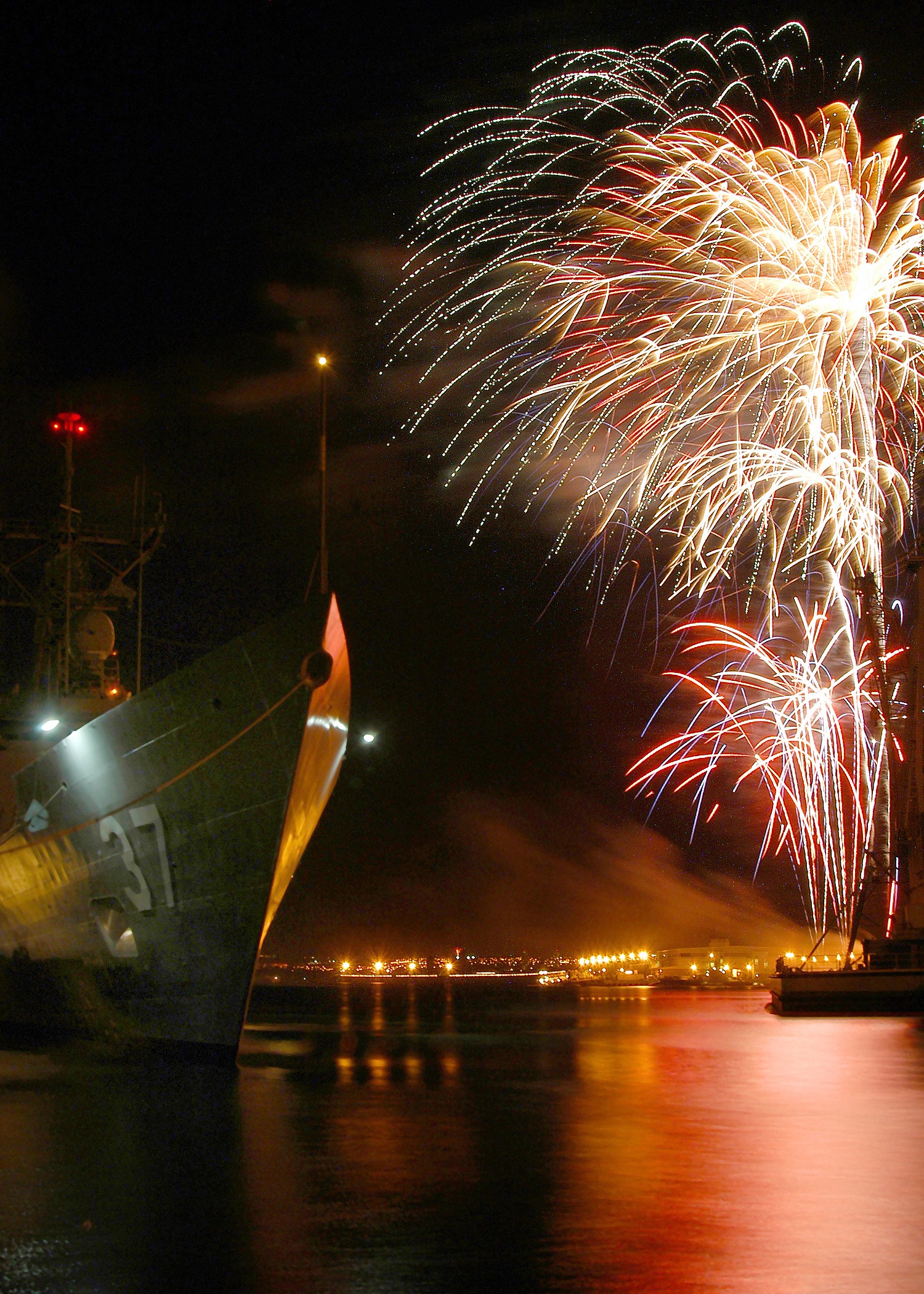 military, ships, lights, nature, firework - man made object, built structure, event, illuminated, transportation, no people, bay, pearl harbor, light, glowing, Phone HD Wallpaper