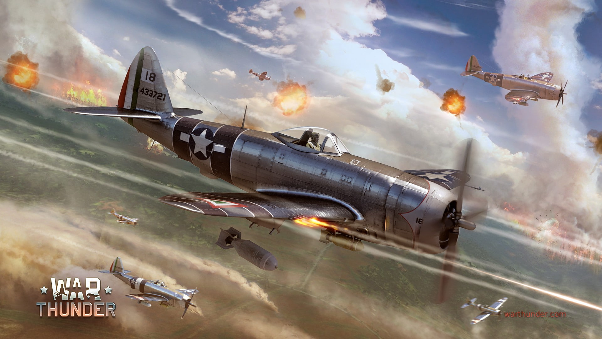 airplane, video games, Gaijin Entertainment, War Thunder, 1080P, Republic P-47 Thunderbolt, HD Wallpaper