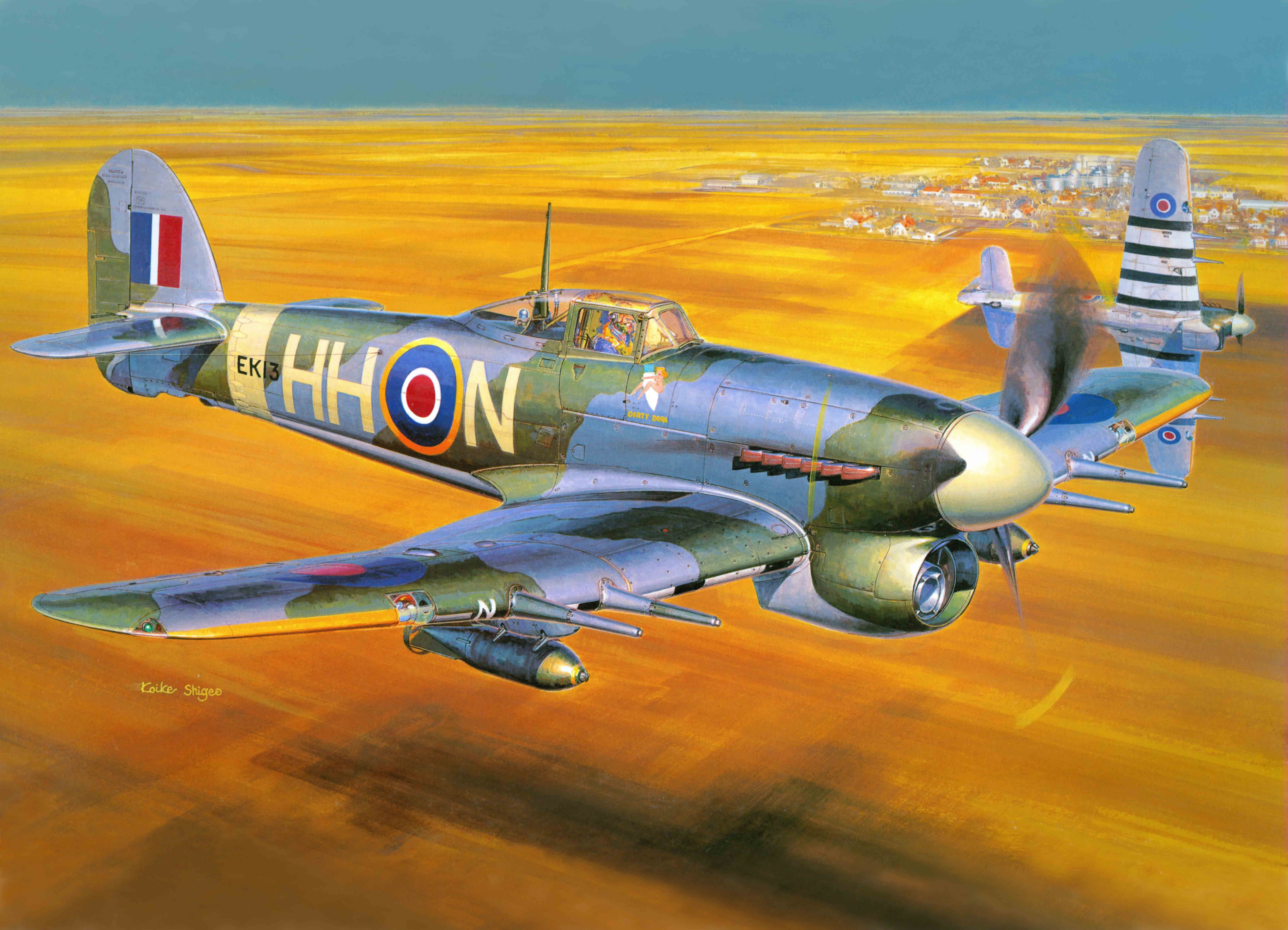bomber, 5K, single, Mk IB, fighter, Hawker Typhoon, British, the plane, WW2., HD Wallpaper