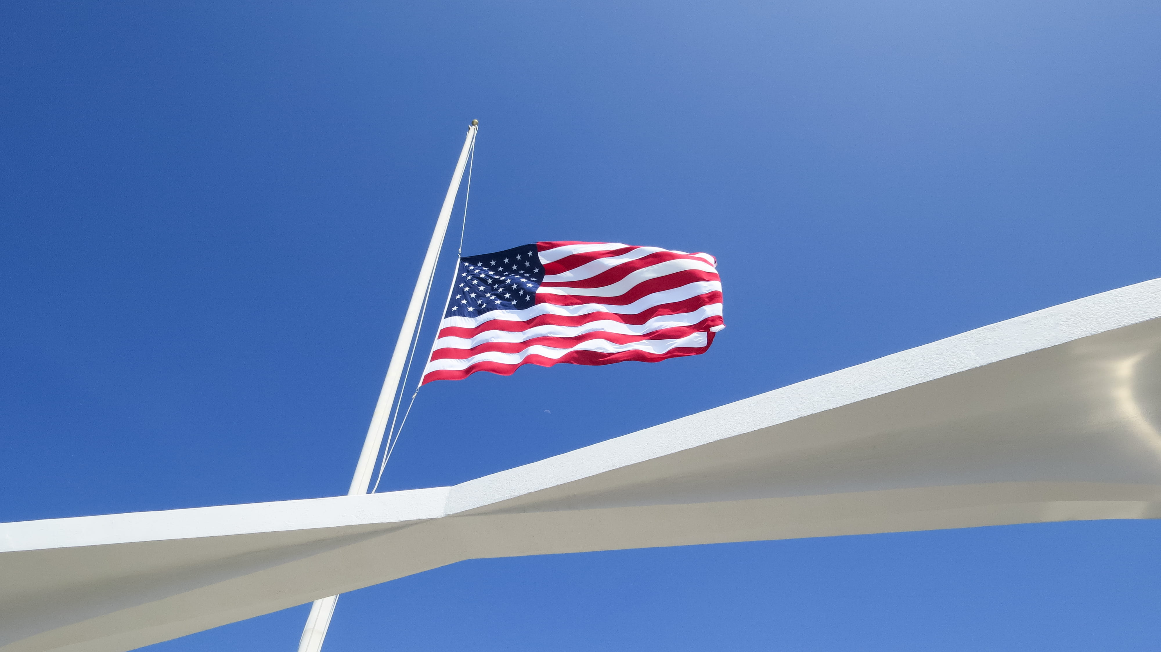 no people, nature, america, red, waving, freedom, sunlight, wwii, usa, ww2, hawaii, aesthetic, world war 2, blue, army, clear sky, low angle view, japan, HD Wallpaper