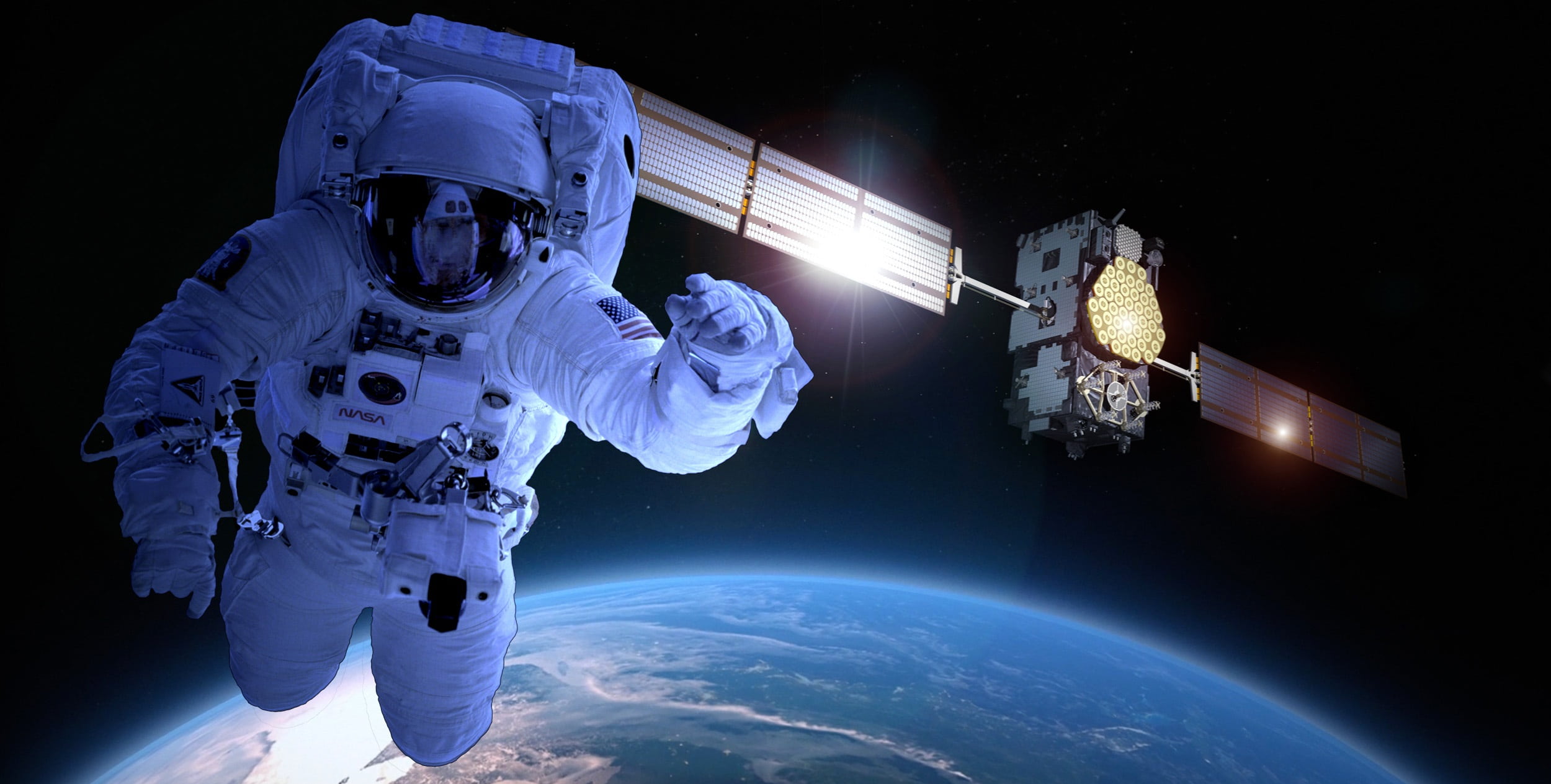 government, float, one man only, futuristic, satellite, holding, planet - space, lens flare, 1080P, astronaut, space travel, helmet, space helmet, planet, HD Wallpaper