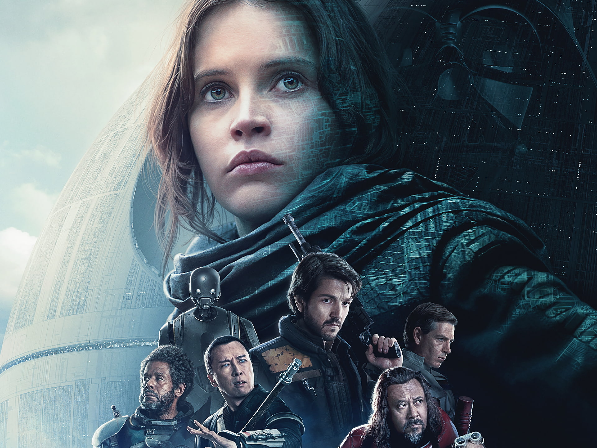 Saw Gerrera, Chirrut Îmwe, Star Wars, Rogue One: A Star Wars Story, Donnie Yen, Jyn Erso, Captain Cassian Andor, 1080P, Felicity Jones, Forest Whitaker, HD Wallpaper
