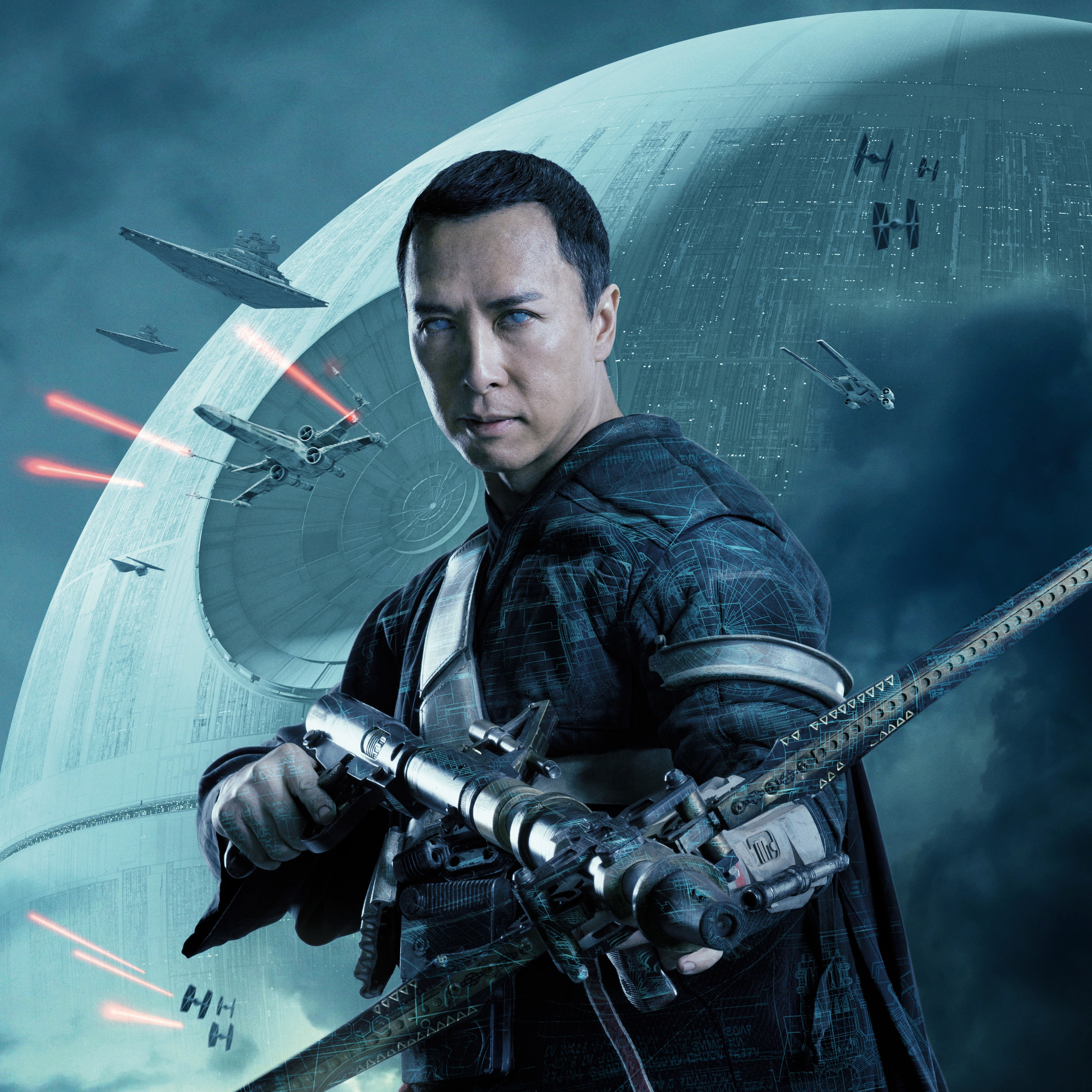 Rogue One, weapons, lasers, Donnie Yen, Rogue-one: Star wars. History, planet, fiction, space, poster, 4K, spaceships, Phone HD Wallpaper