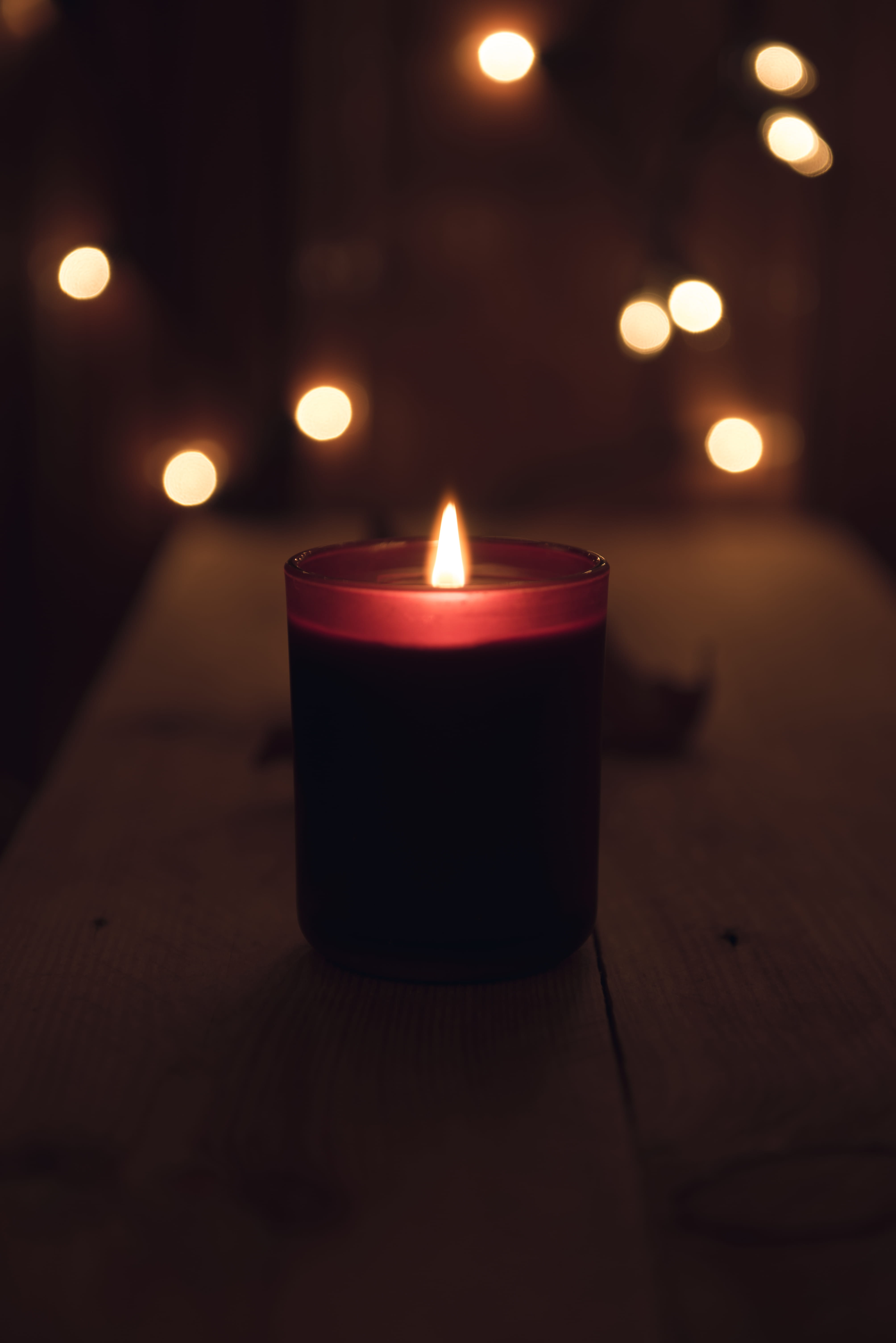 tealight, bokeh, autumn, illuminated, close-up, light, tea light, indoors, joannakosinska, luminosity, dark, fire - natural phenomenon, fairy light, focus on foreground, Phone HD Wallpaper