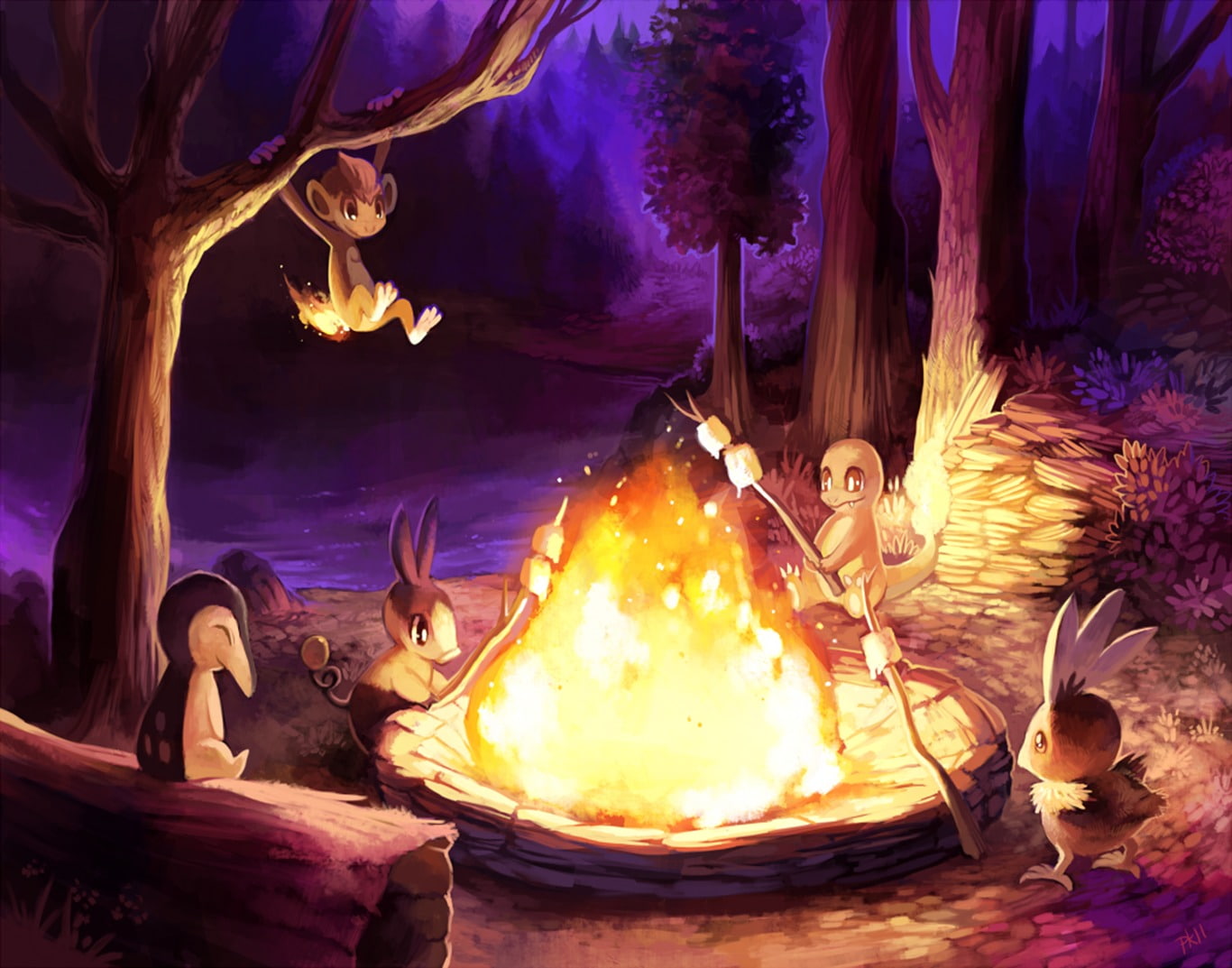sculpture, Tepig (Pokémon), craft, fire, human representation, belief, flame, Torchic (Pokemon), art and craft, creativity, Pokémon, representation, illuminated, HD Wallpaper