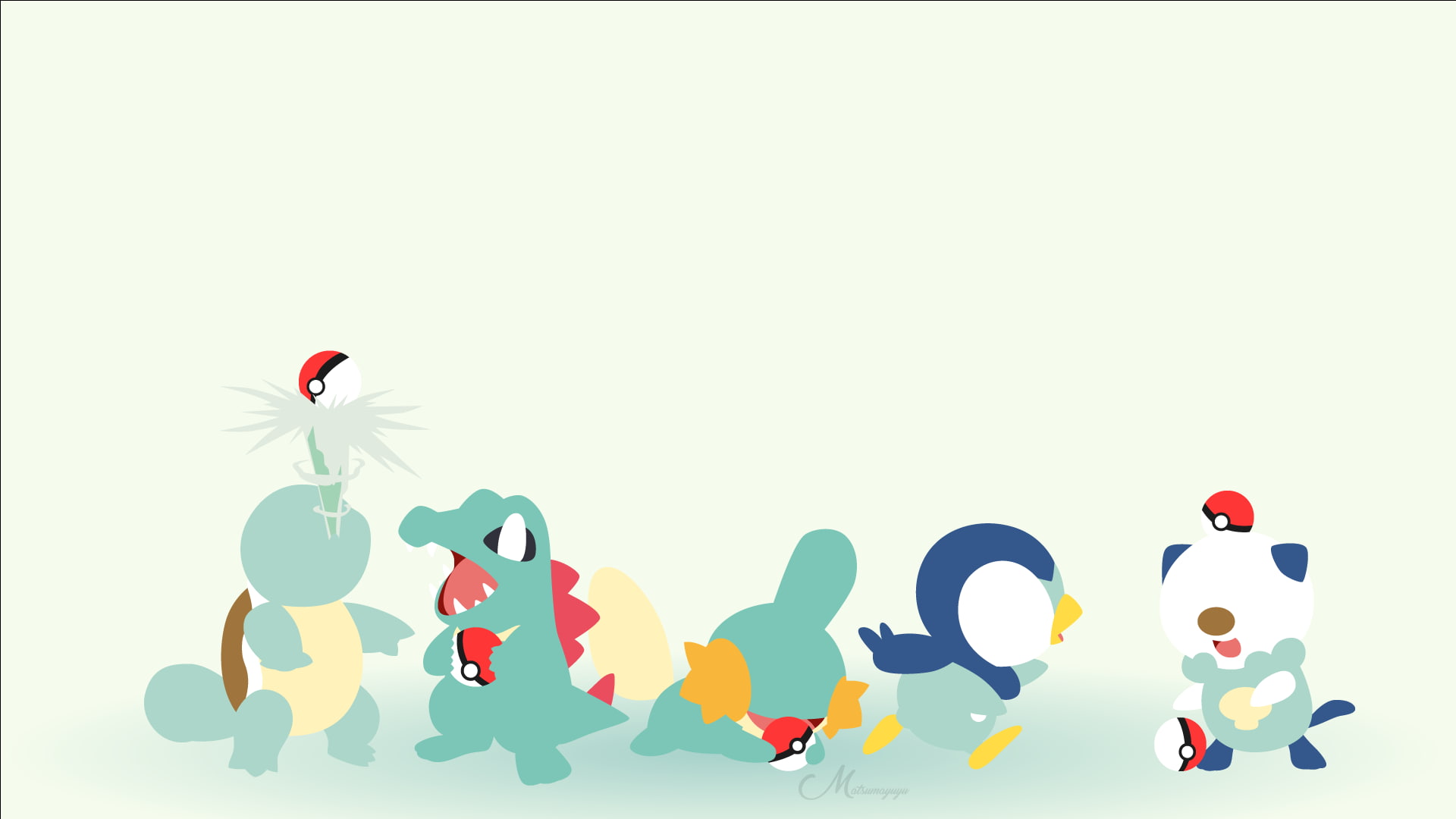 1080P, Piplup (Pokémon), Totodile (Pokémon), Oshawott (Pokémon), Pokémon, Squirtle (Pokémon), Mudkip (Pokémon), HD Wallpaper