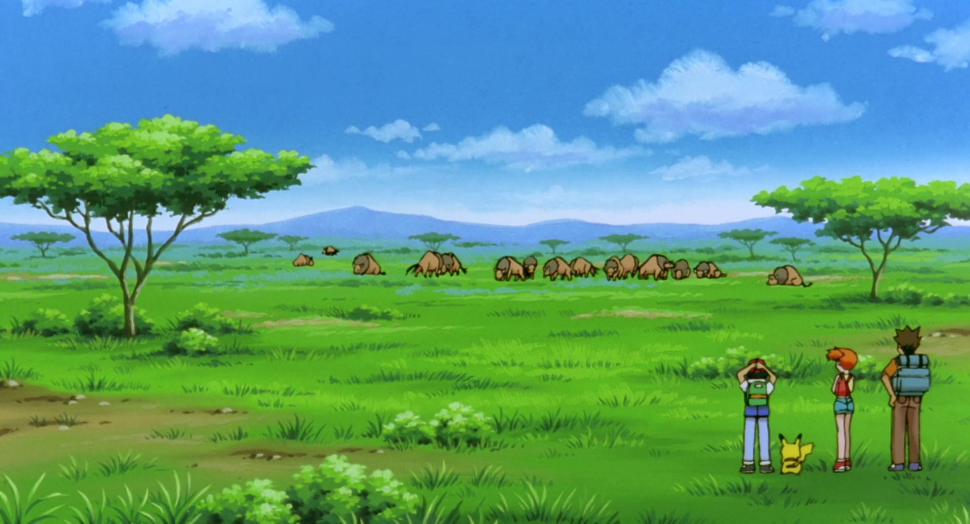 Movie, Ash (Pokémon), Brock (Pokémon), Pokémon: The First Movie, 720P, Tauros (Pokémon), Pikachu, Misty (Pokémon), HD Wallpaper