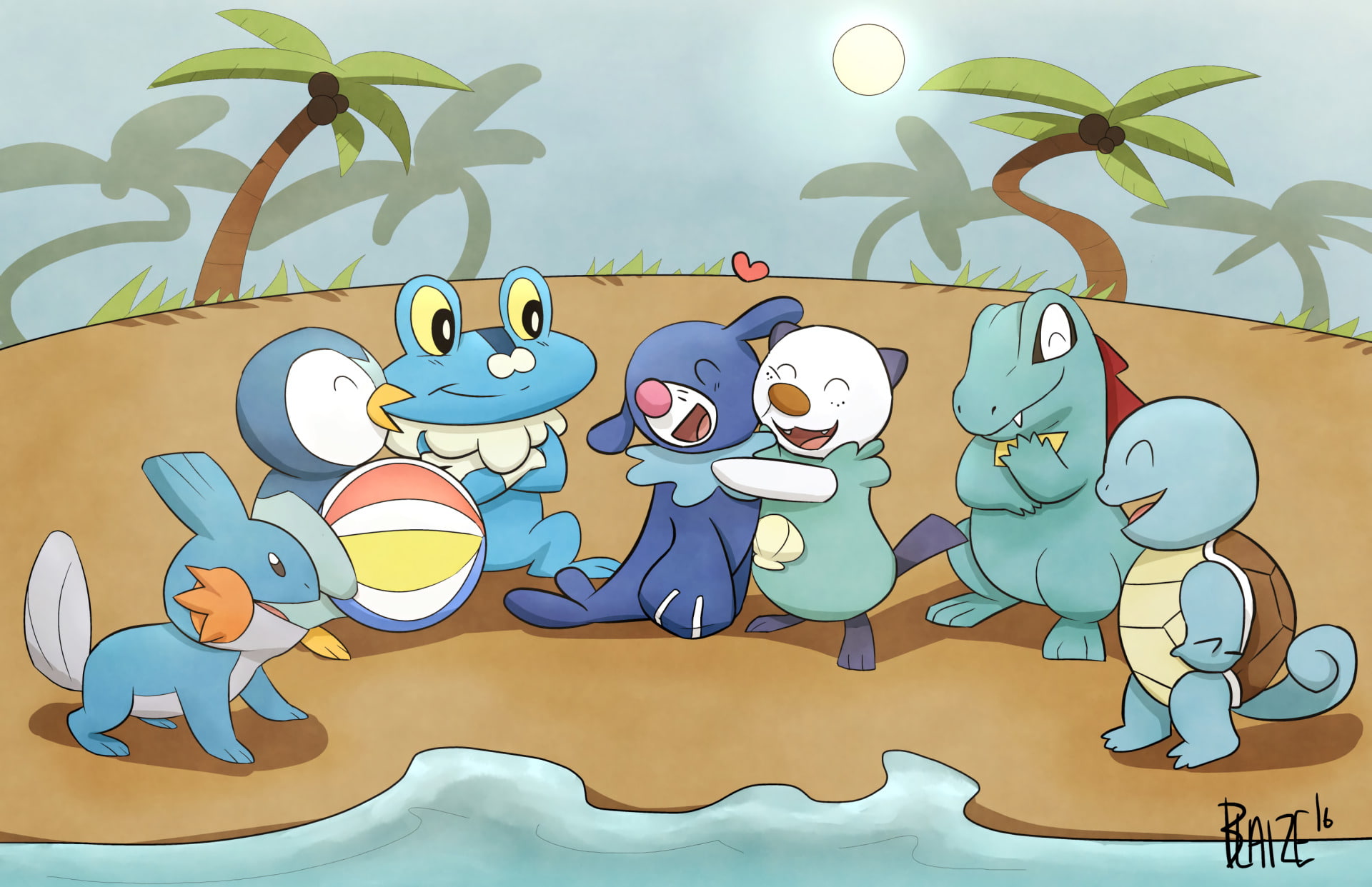Popplio (Pokémon), 1080P, Oshawott (Pokémon), Froakie (Pokémon), Squirtle (Pokémon), Piplup (Pokémon), Mudkip (Pokémon), Pokémon, Totodile (Pokémon), HD Wallpaper