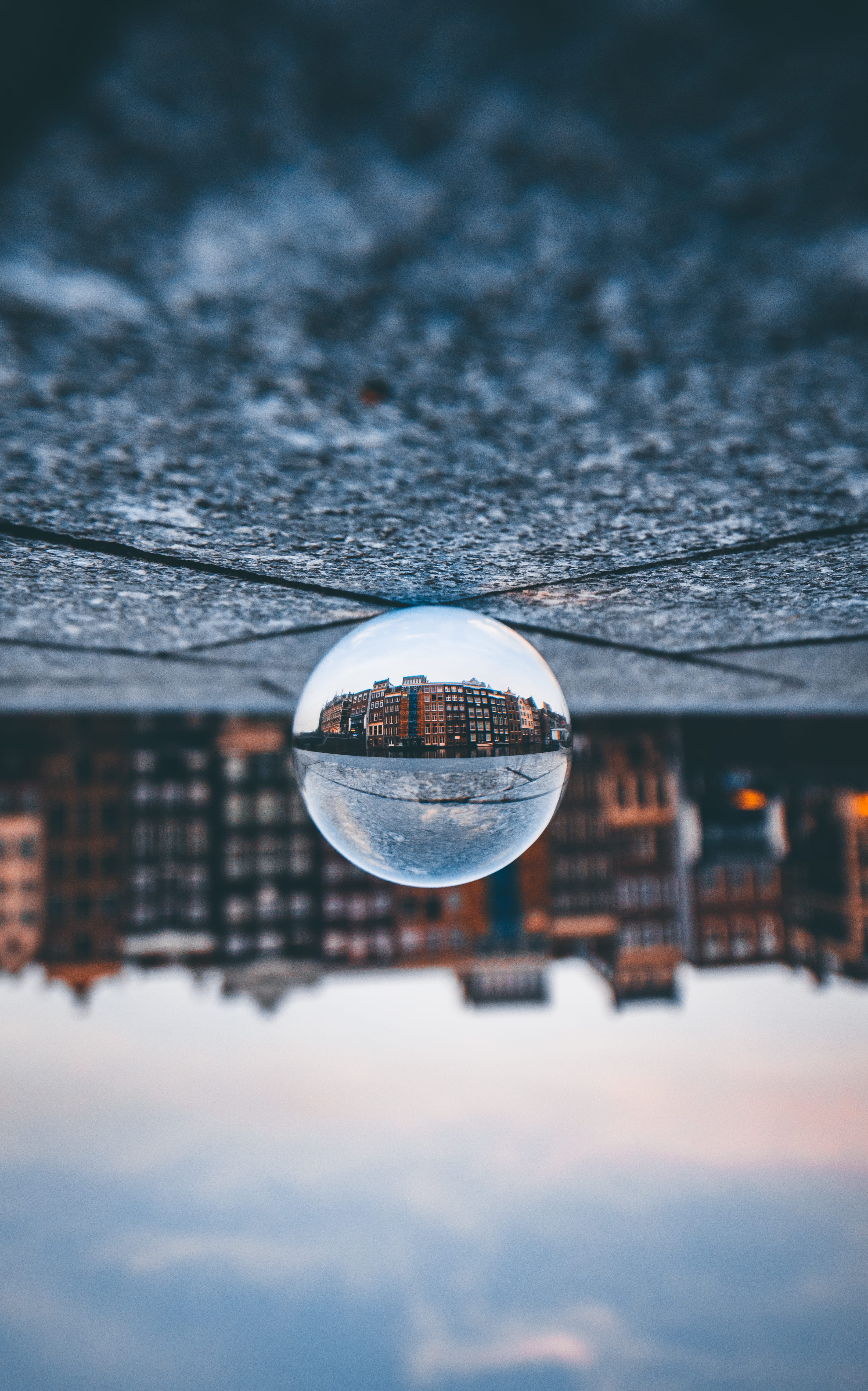 travel, night, obscure, 5K, canal, illuminated, blue, bokeh, no People, lensball, transportation, street, globe - Man Made Object, sphere, flying, Phone HD Wallpaper