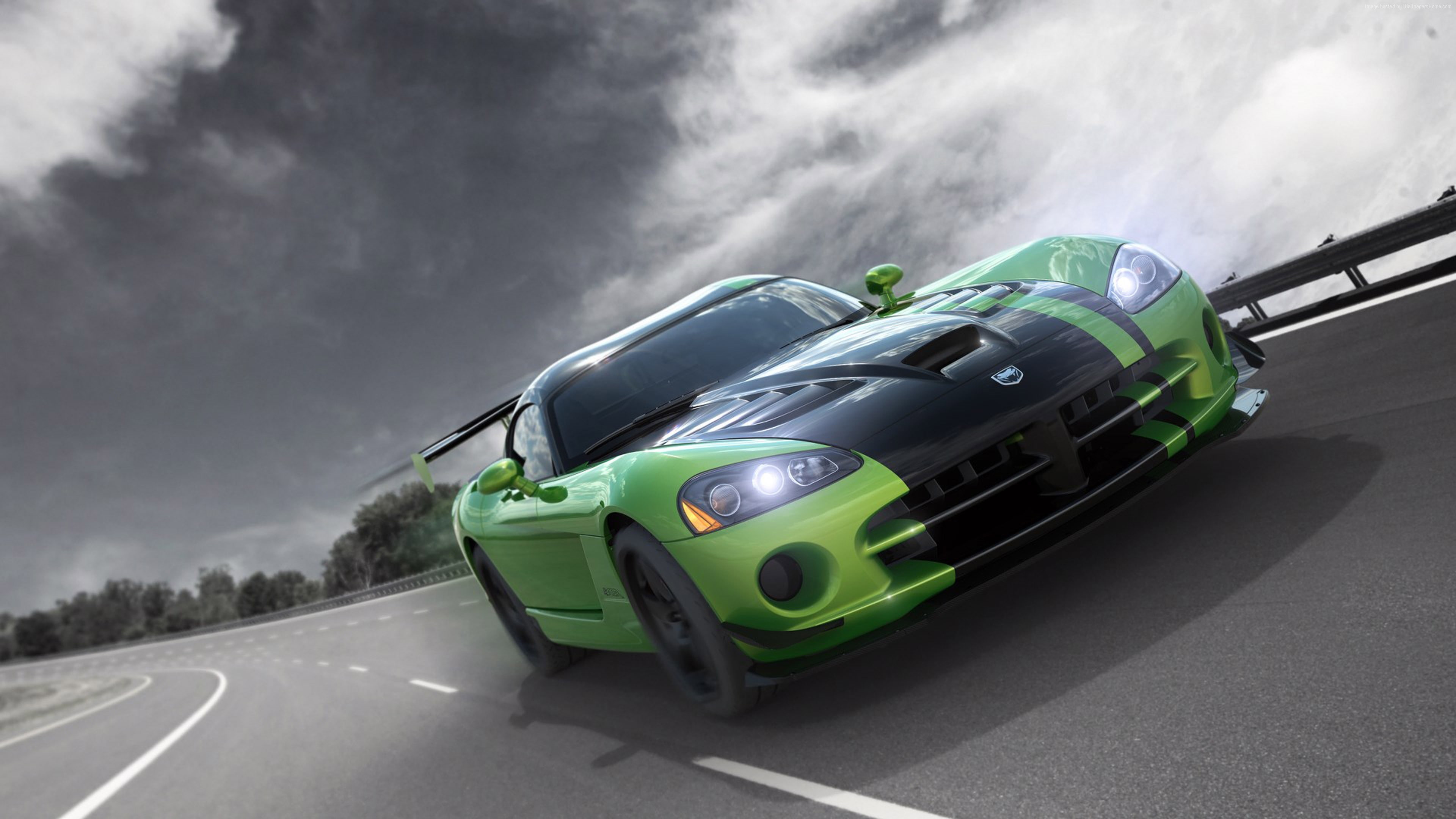 4K, green, Dodge Viper GTS-R, Commemorative Edition ACR, speed, HD Wallpaper