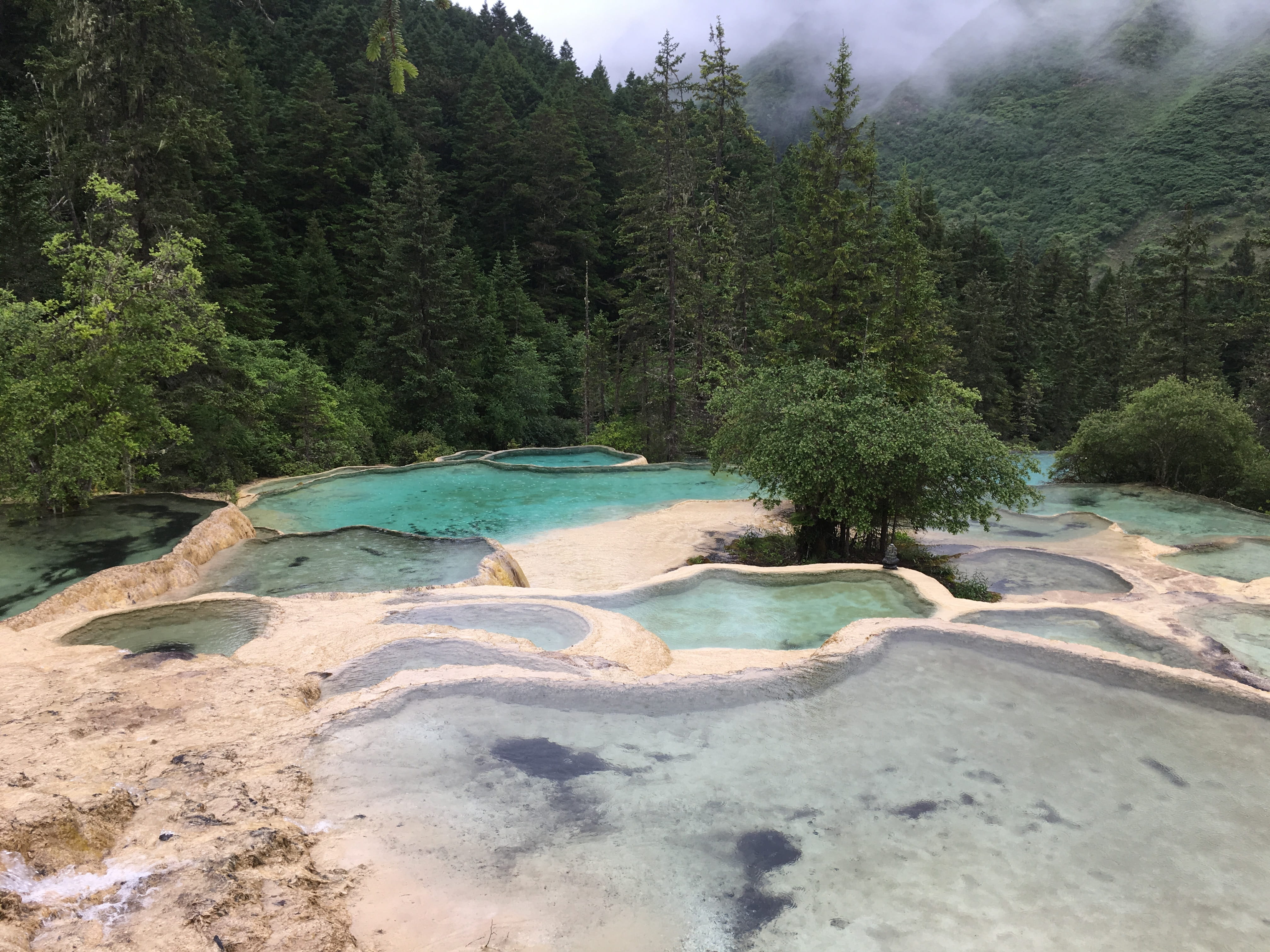 beauty in nature, rainforest, jiuzhaigou scenery, 4K, outdoors, land, forest, tranquility, water, scenics - nature, no people, Scenery, flowing water, HD Wallpaper