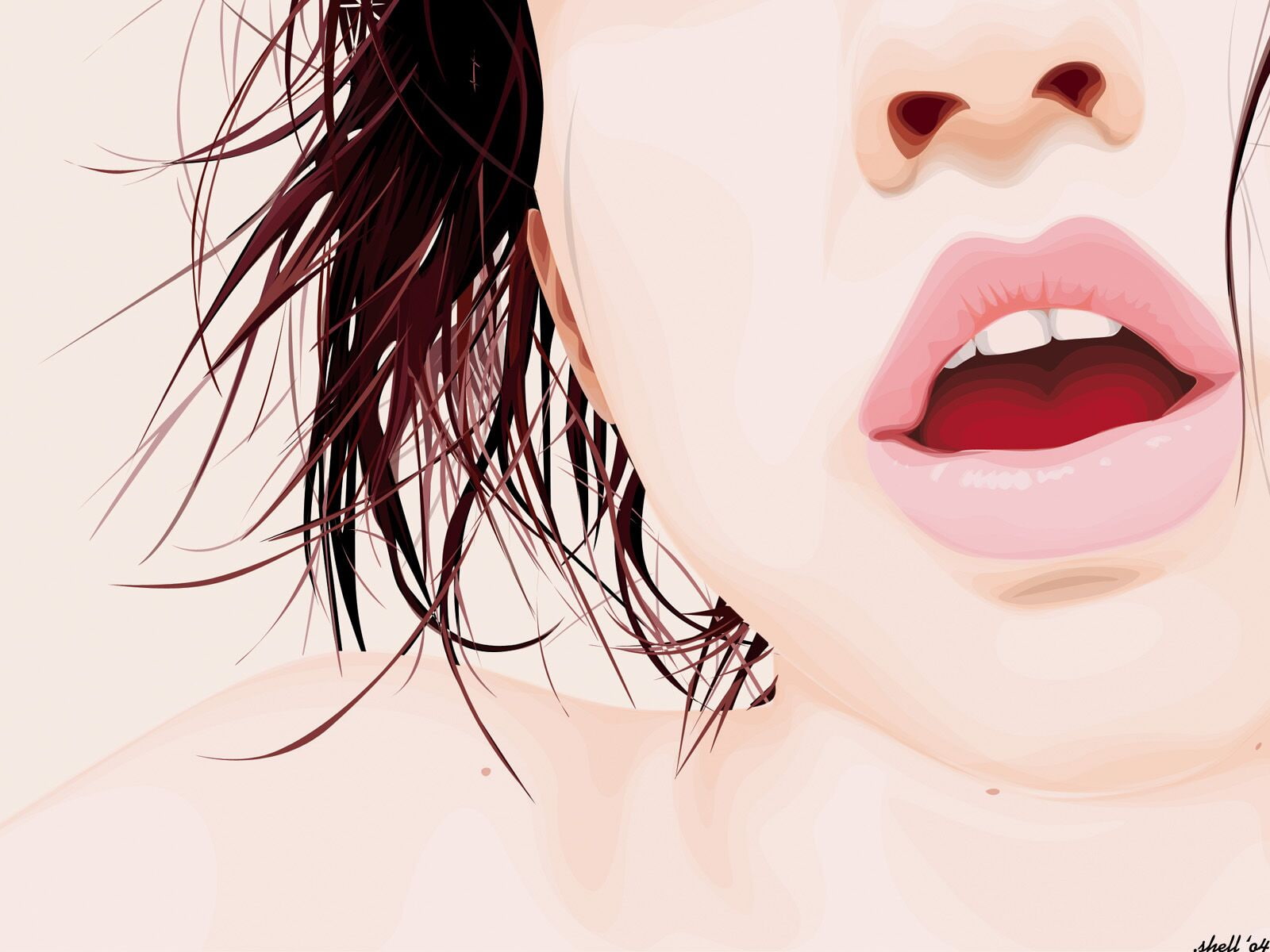 girl, lips, vector, 720P, HD Wallpaper