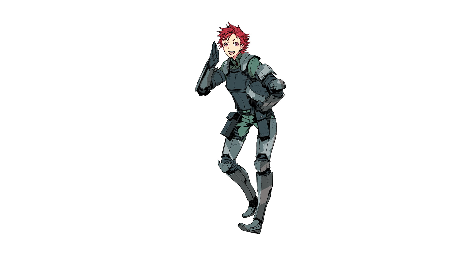 1080P, armor, simple background, 7th Dragon 2020, full length, front view, one person, young adult, young women, studio shot, helmet, redhead, lifestyles, HD Wallpaper