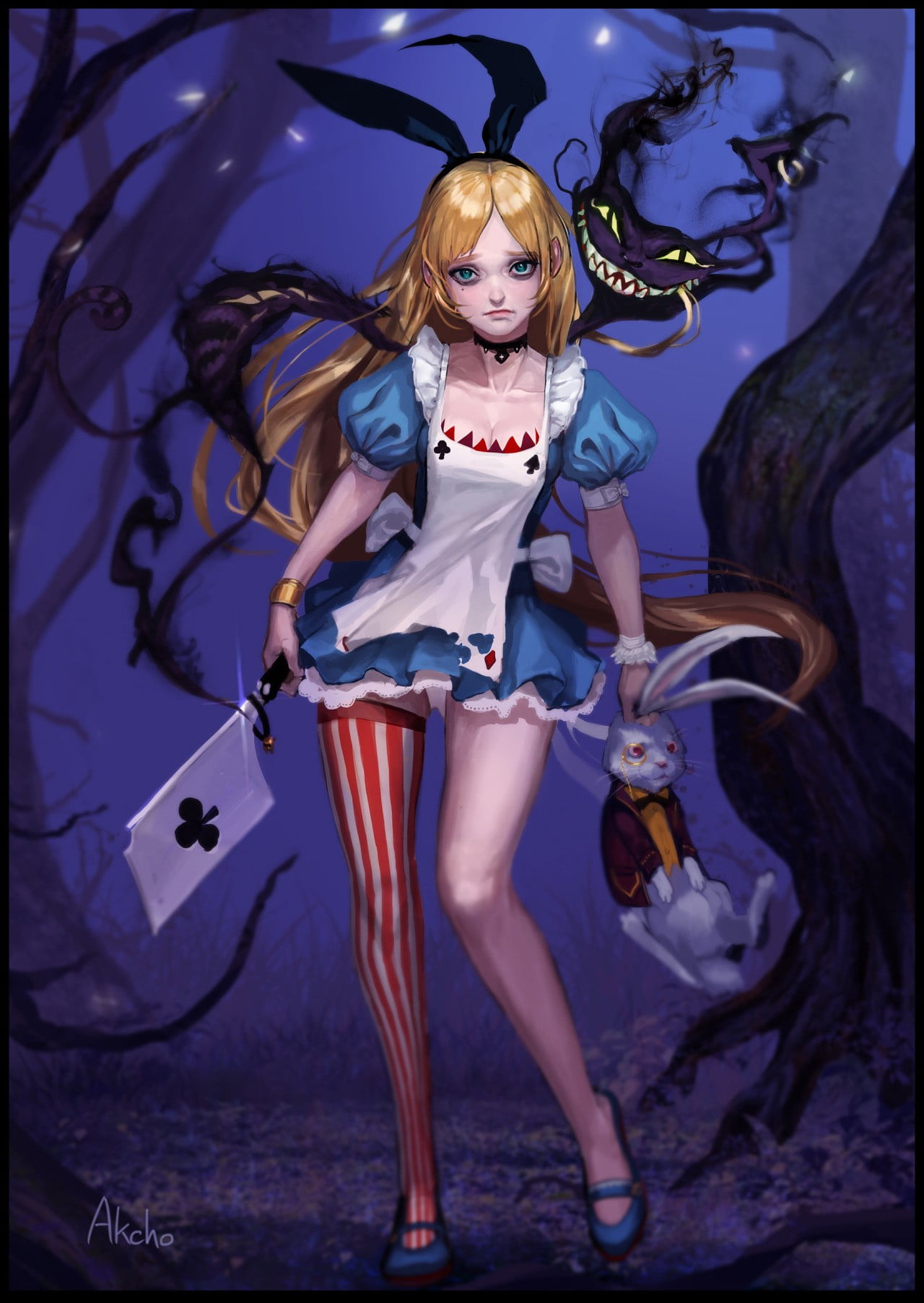 beautiful people, long hair, one person, adult, Alice in Wonderland, untitled, beauty, full length, 720P, anime, looking at camera, beautiful woman, blond hair, Phone HD Wallpaper