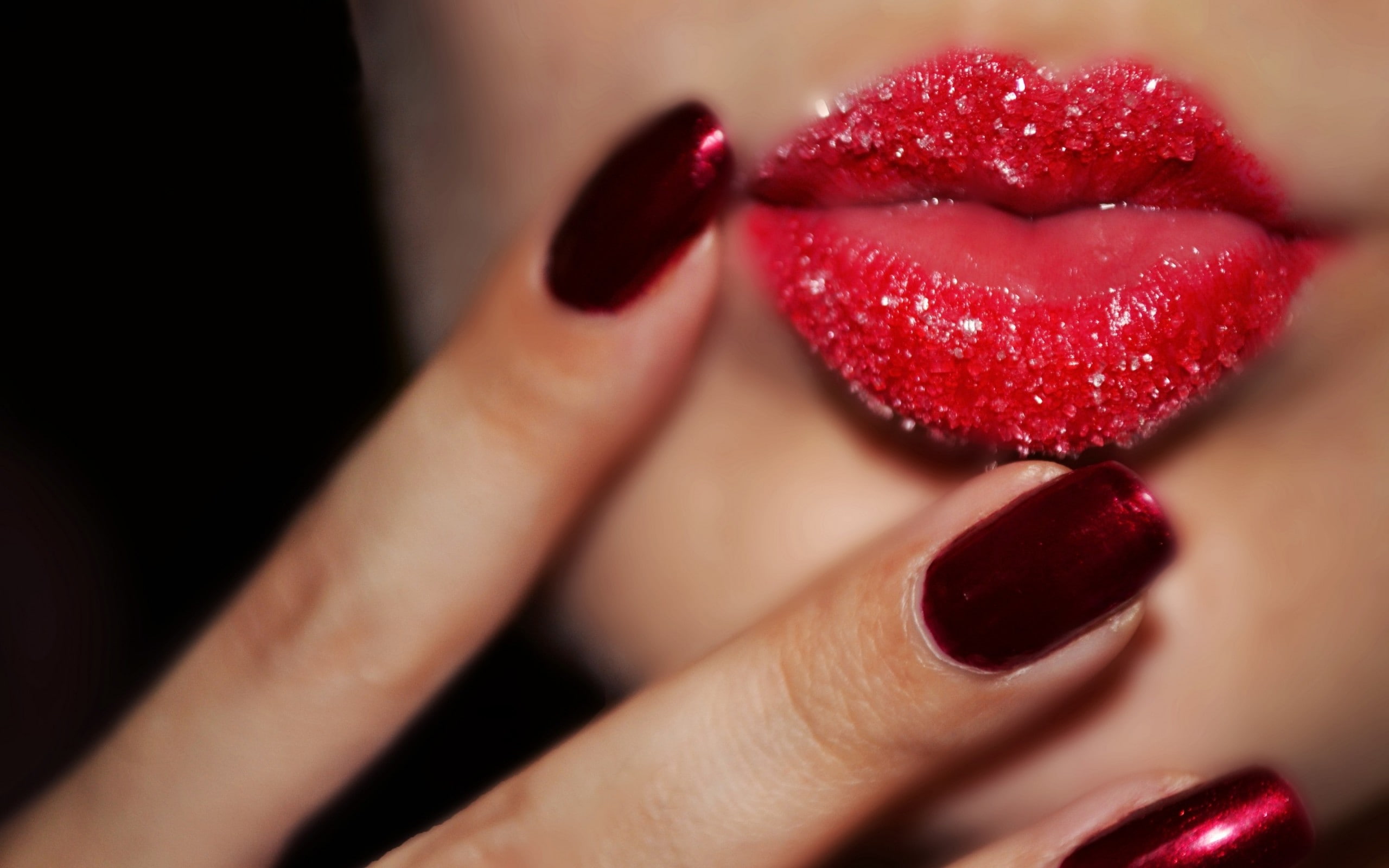 2K, women, lips, painted nails, HD Wallpaper