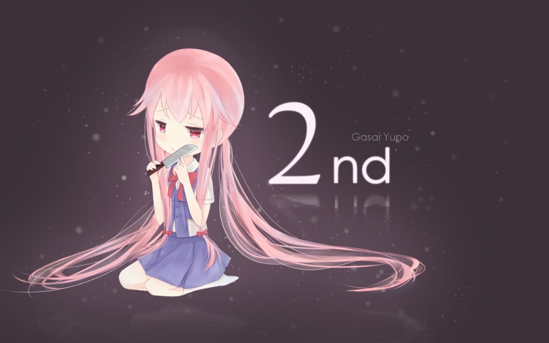 hd, pink hair, gasai, 1080P, girls, hair, pink, knives, school, x, diary, yuno, future, art, people, anime, school uniforms, uniforms, HD Wallpaper